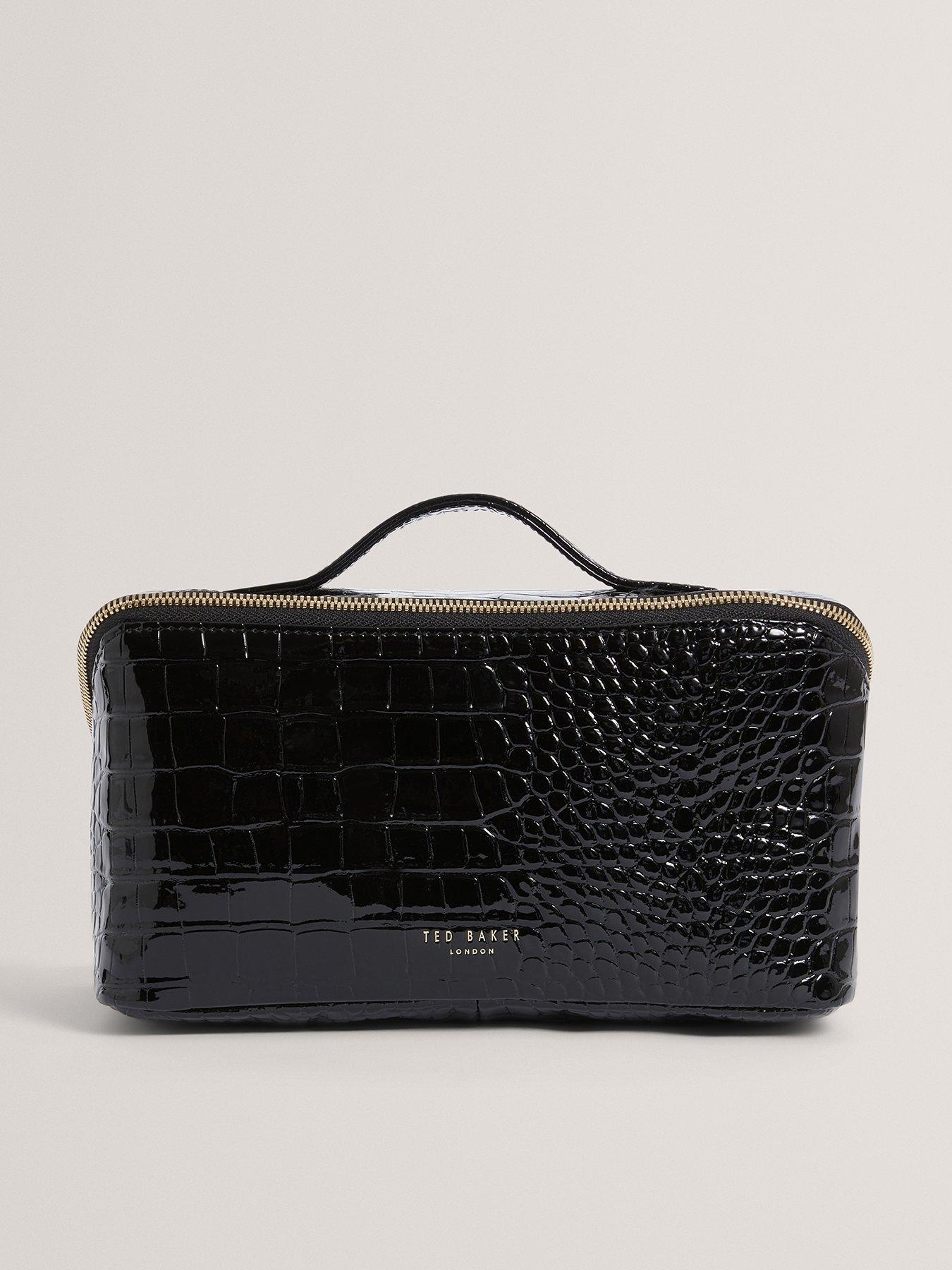 Image 1 of 4 of Ted Baker Croc Effect Make Up Bag - Black