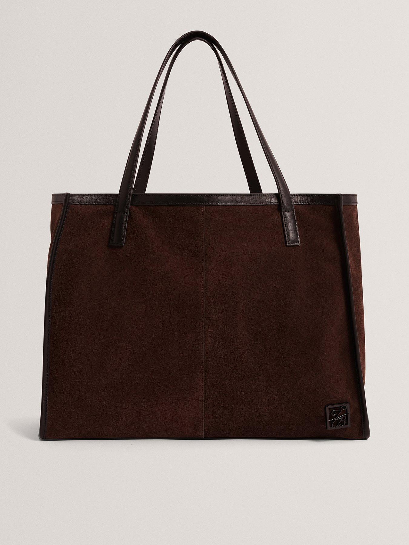 ted-baker-script-detail-large-suede-tote-brown