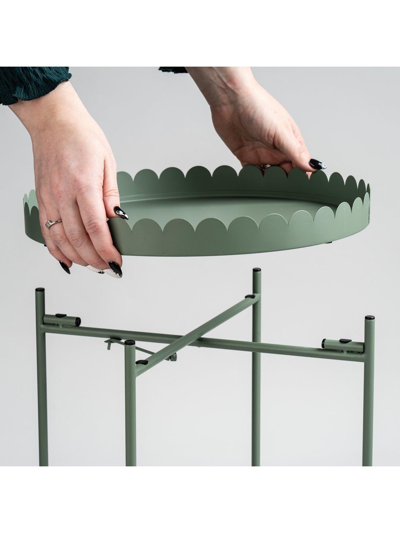 Image 4 of 4 of Scottish Everlastings Round Scallop Table - Green