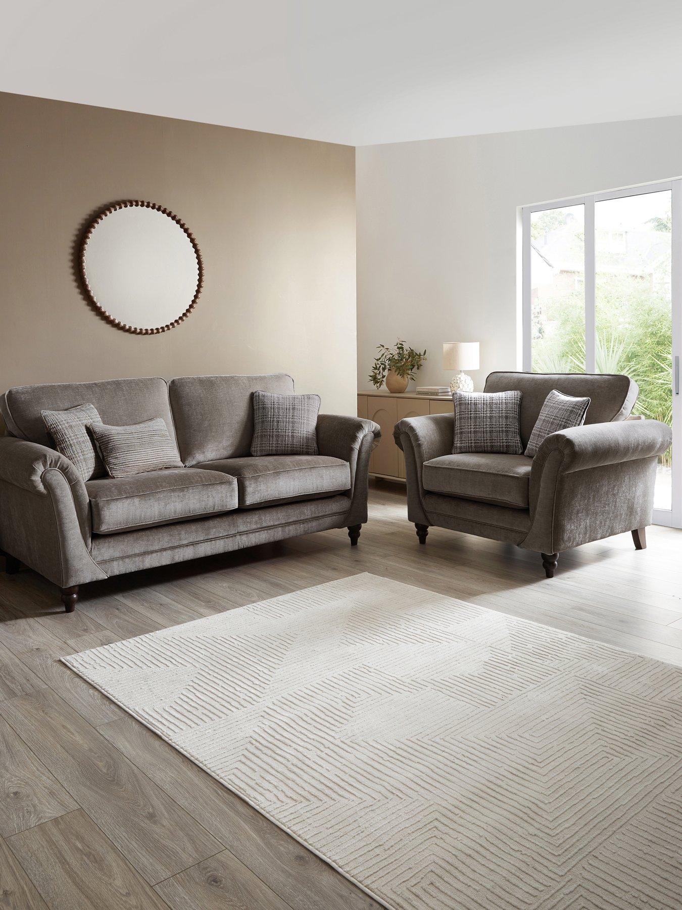 The Very Collection Highgate 3 Seater Fabric Sofa + Snuggle Chair Set