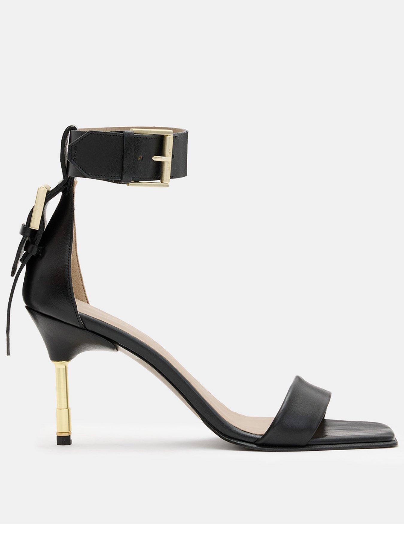 Image 1 of 5 of AllSaints Noir Mid Height Square Toe Sandal - Black