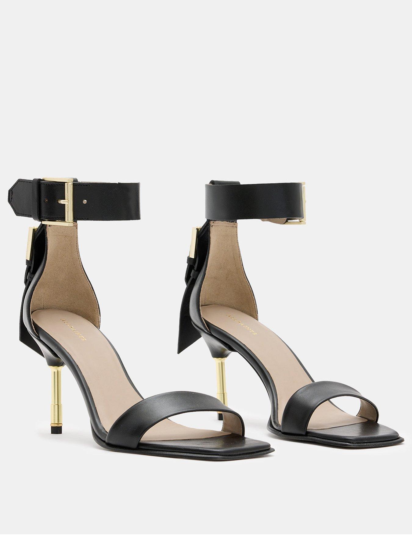 Image 3 of 5 of AllSaints Noir Mid Height Square Toe Sandal - Black