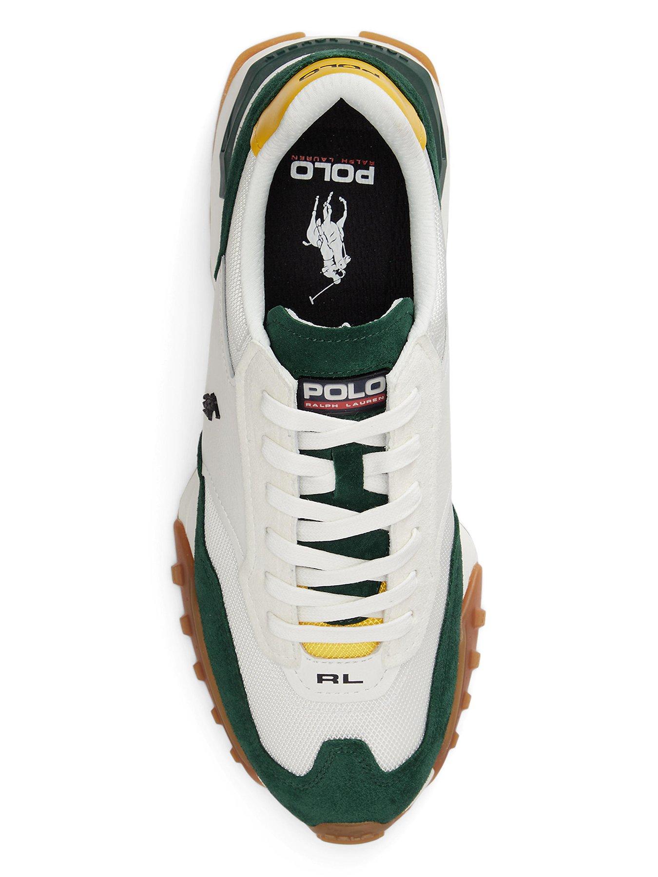 Image 4 of 4 of Polo Ralph Lauren Eldridge Leather/Suede Sneakers - White