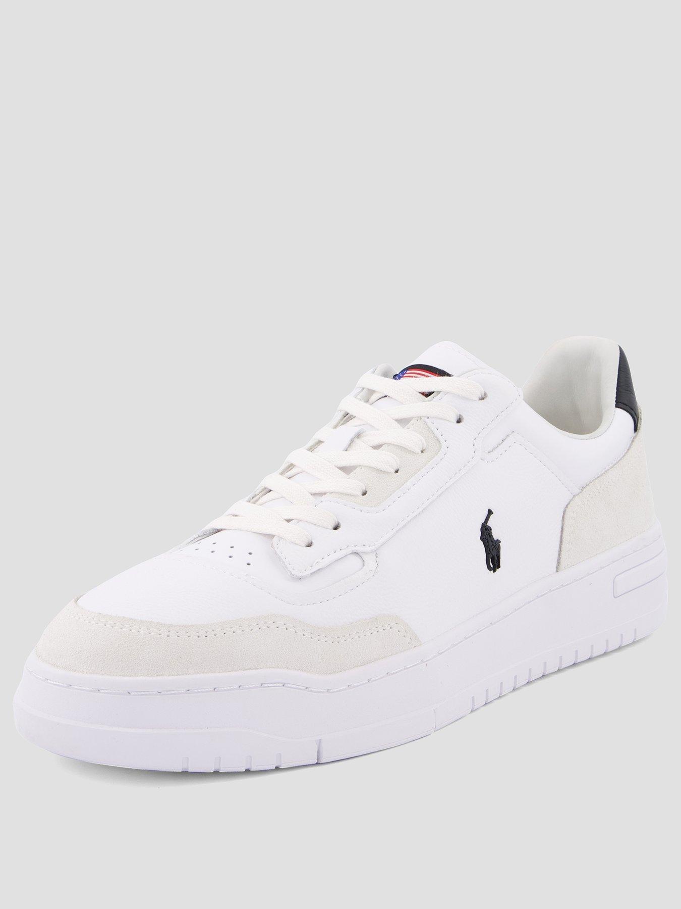 Image 2 of 7 of Polo Ralph Lauren Kenmare Leather/Suede Sneakers - White