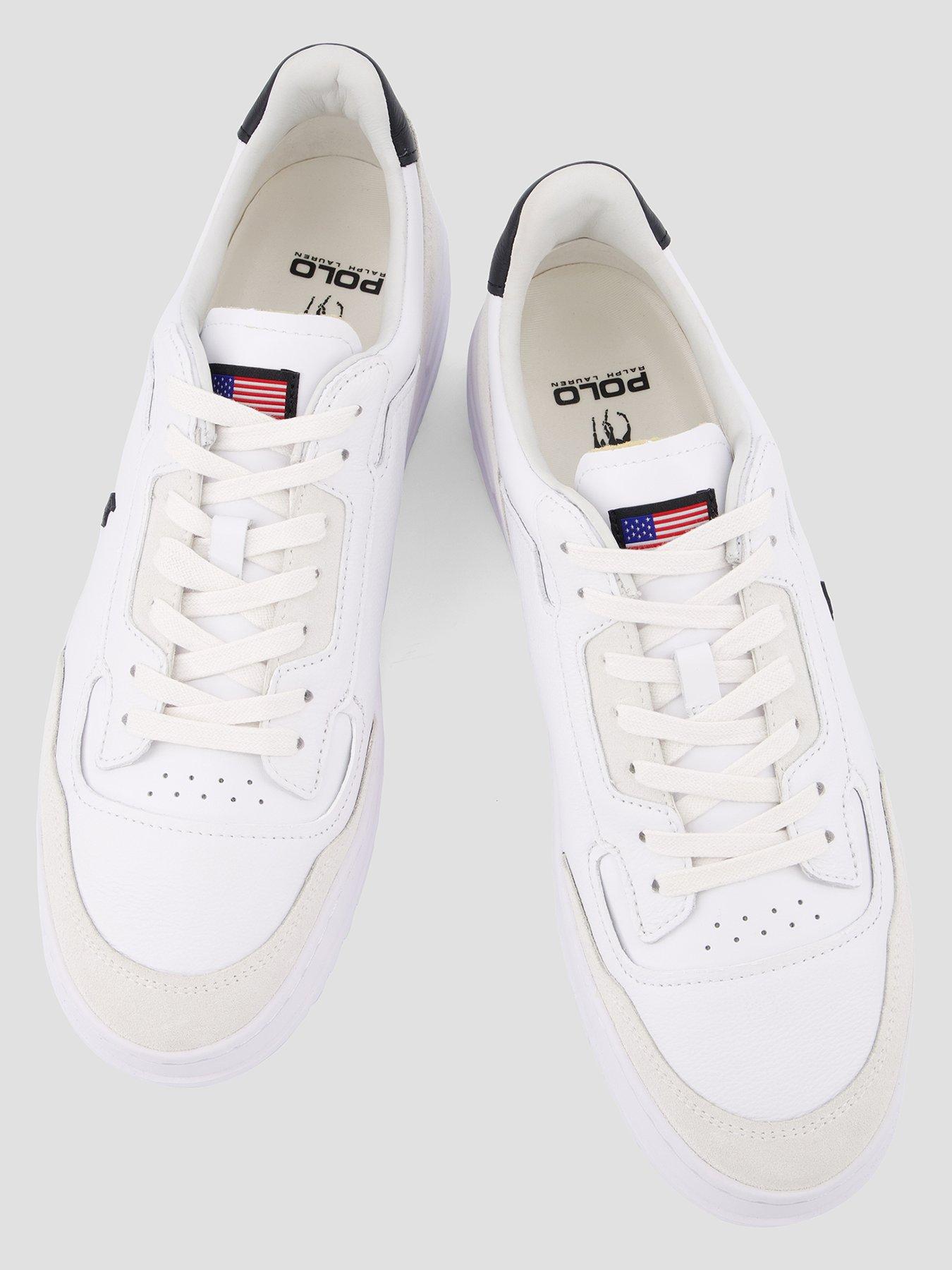 Image 3 of 7 of Polo Ralph Lauren Kenmare Leather/Suede Sneakers - White