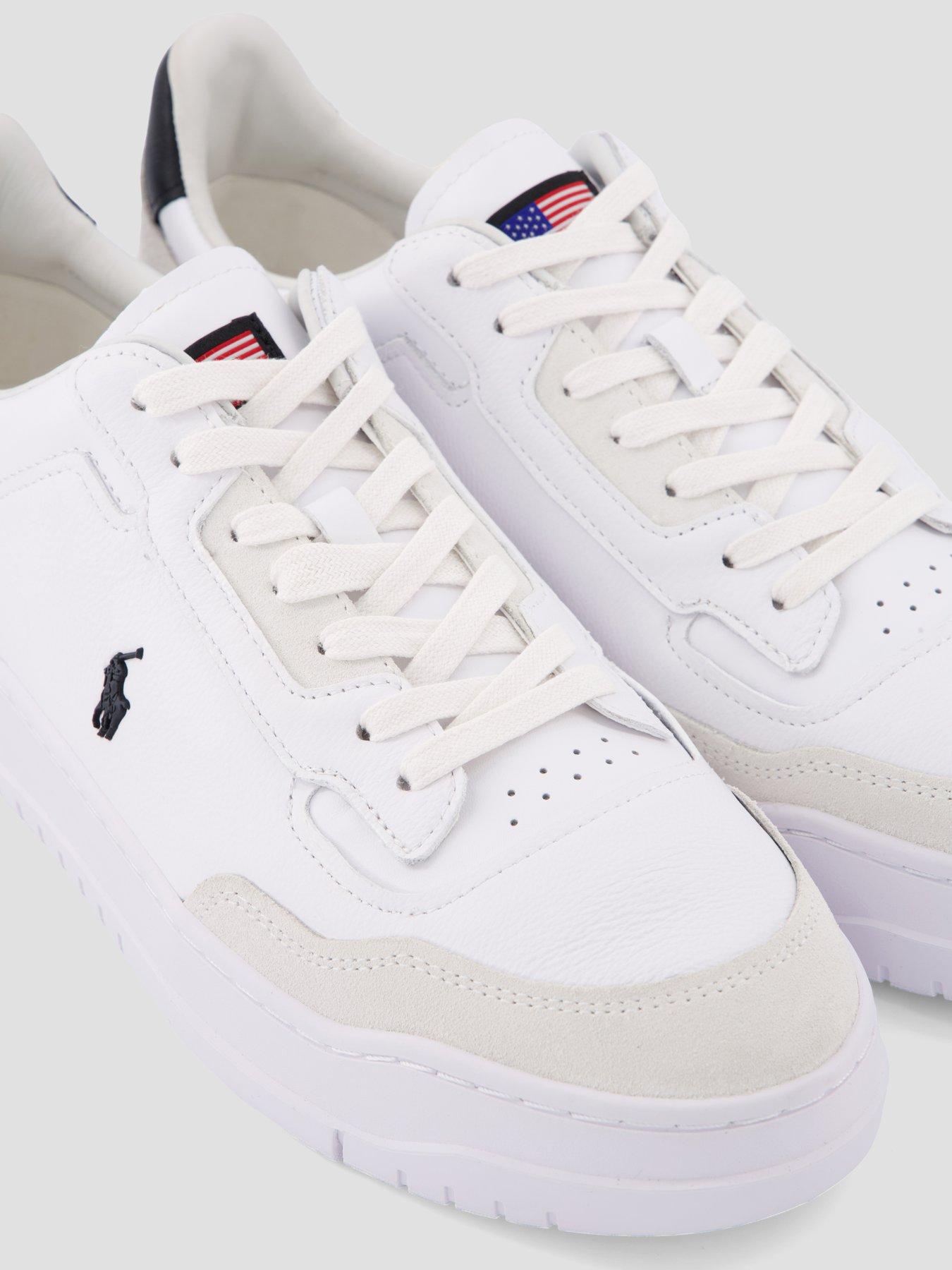 Image 5 of 7 of Polo Ralph Lauren Kenmare Leather/Suede Sneakers - White
