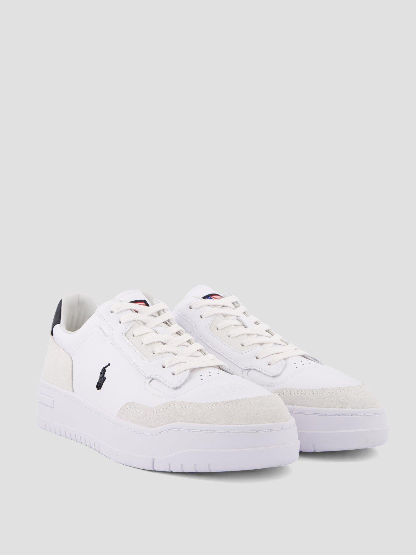 Image 6 of 7 of Polo Ralph Lauren Kenmare Leather/Suede Sneakers - White