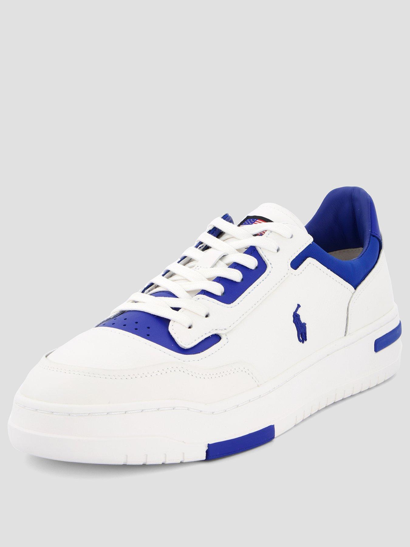 Image 2 of 7 of Polo Ralph Lauren Kenmare Leather/Suede Sneakers - White