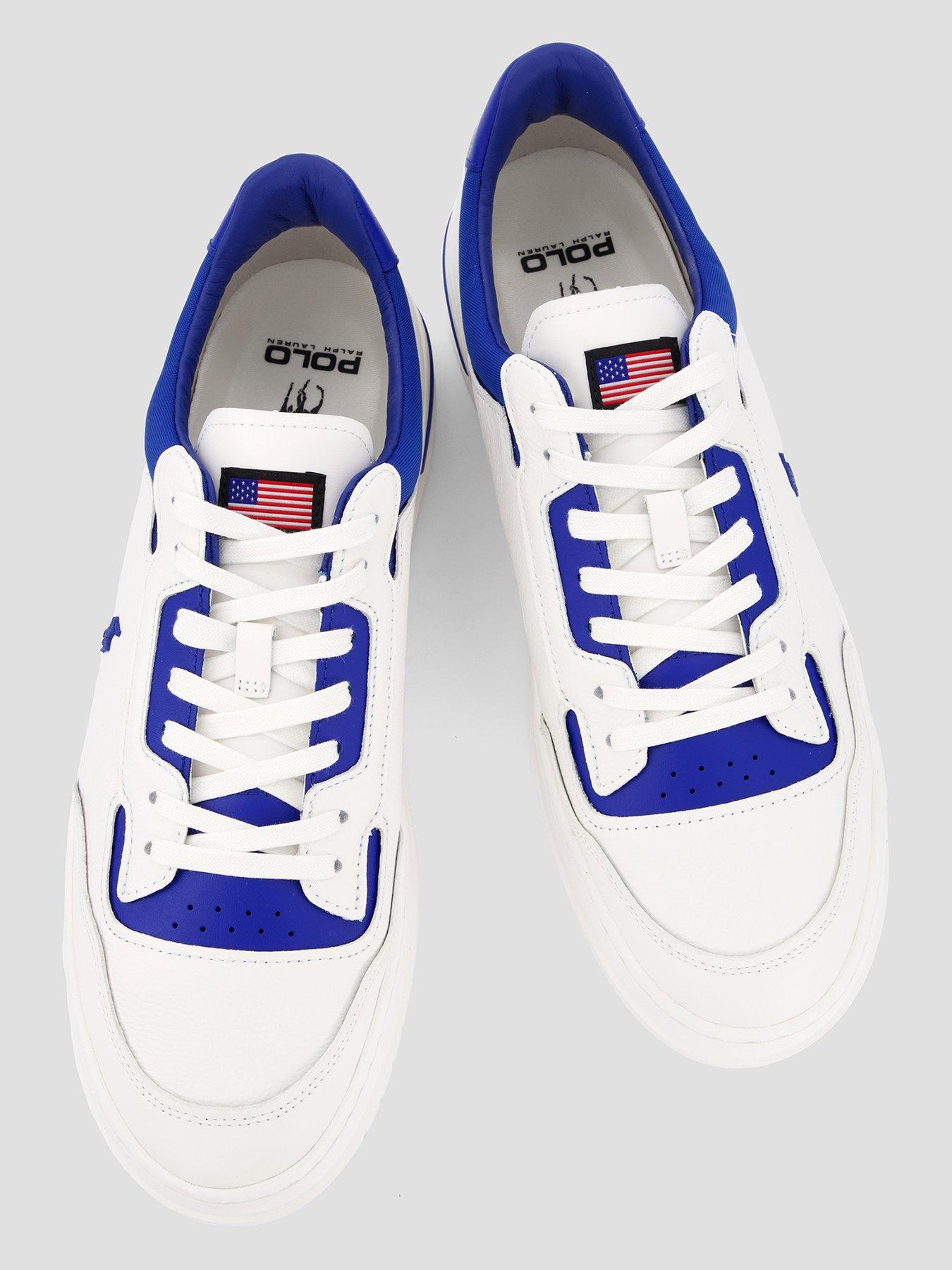 Image 3 of 7 of Polo Ralph Lauren Kenmare Leather/Suede Sneakers - White