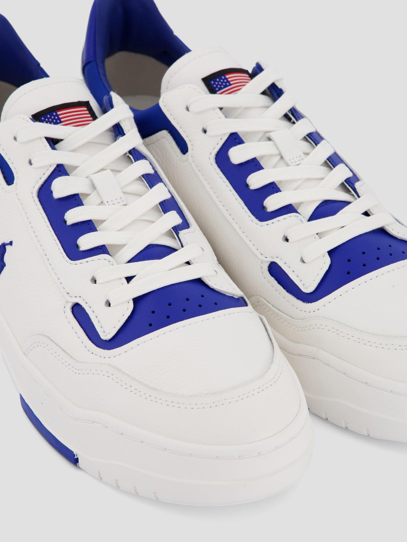 Image 5 of 7 of Polo Ralph Lauren Kenmare Leather/Suede Sneakers - White