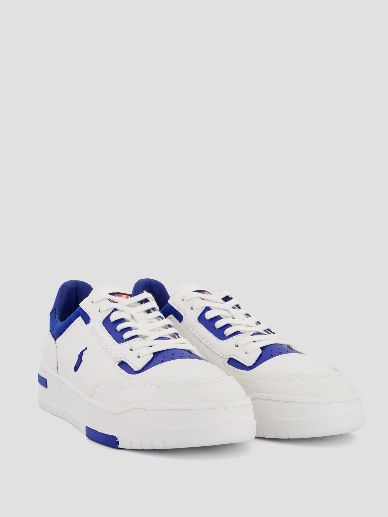 Image 6 of 7 of Polo Ralph Lauren Kenmare Leather/Suede Sneakers - White