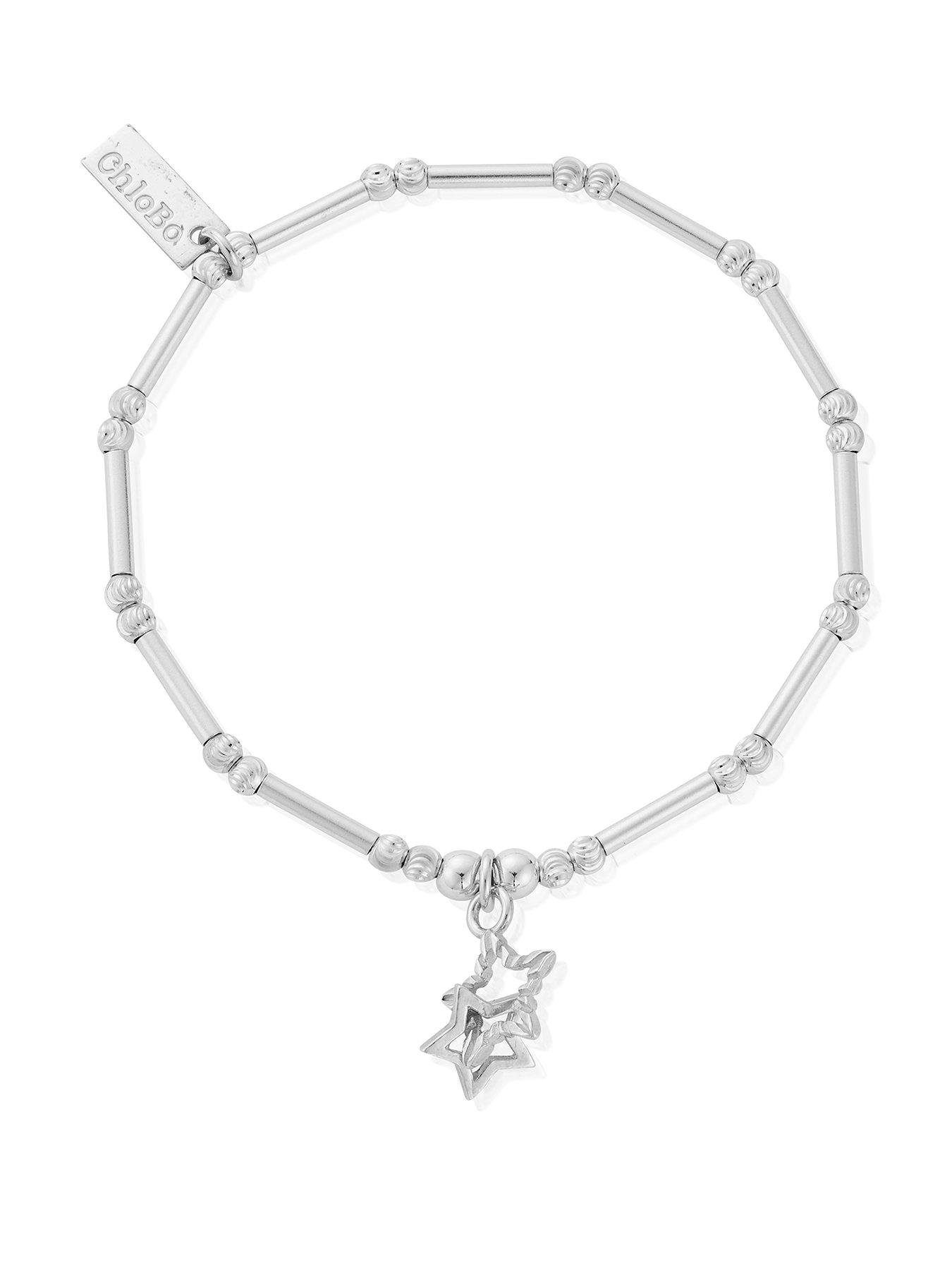 Image 1 of 1 of ChloBo DAINTY MOON CUT SPARKLE INTERLOCKING STAR BRACELET