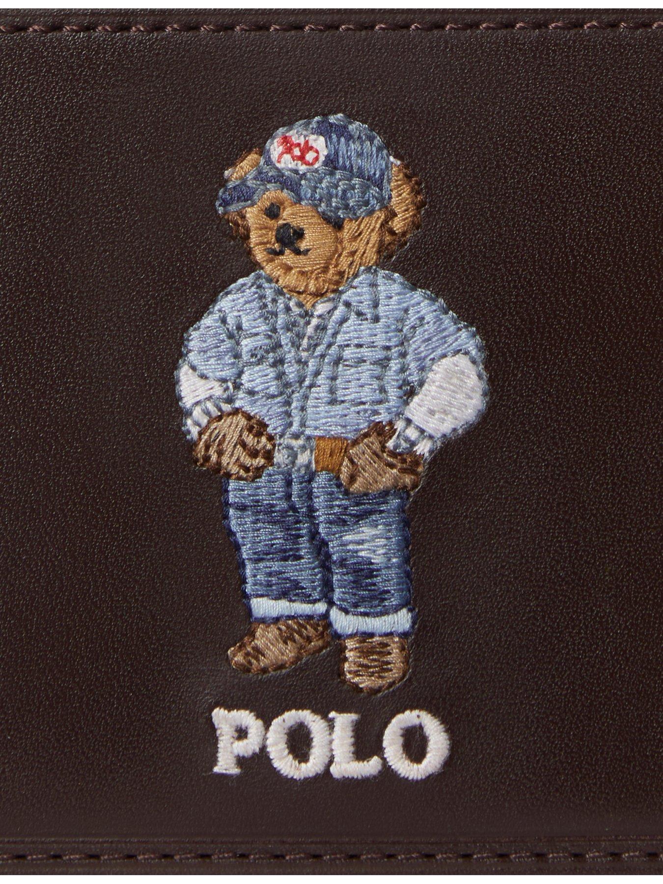 Image 3 of 3 of Polo Ralph Lauren Bear Leather Card Holder - Brown