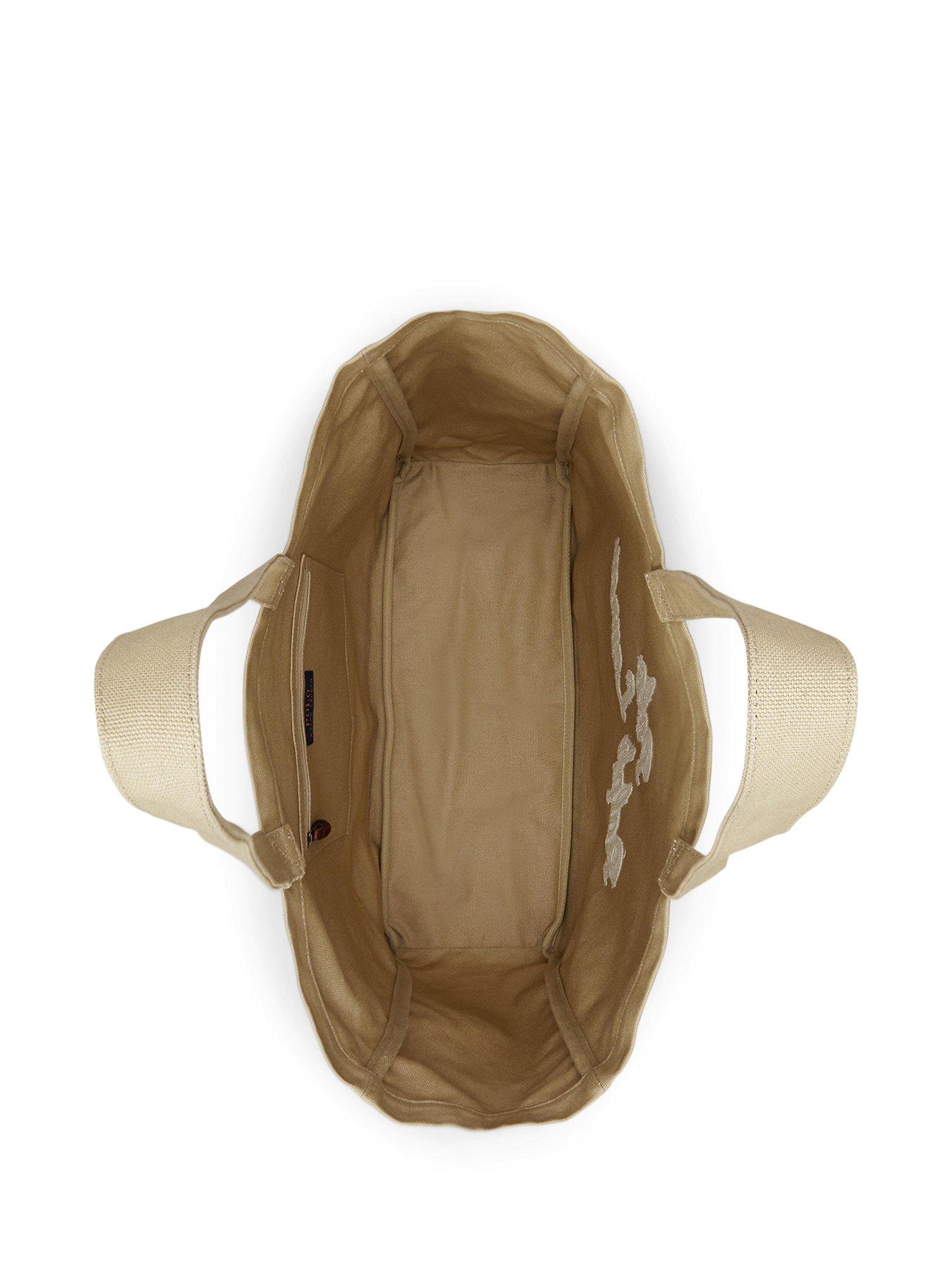 Image 3 of 4 of Polo Ralph Lauren Canvas Scripted Logo Tote Bag - Brown