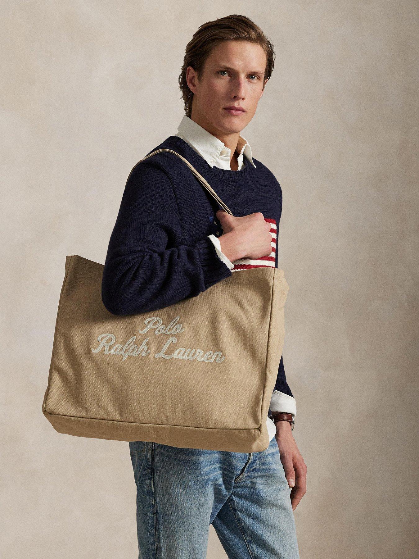 Image 4 of 4 of Polo Ralph Lauren Canvas Scripted Logo Tote Bag - Brown