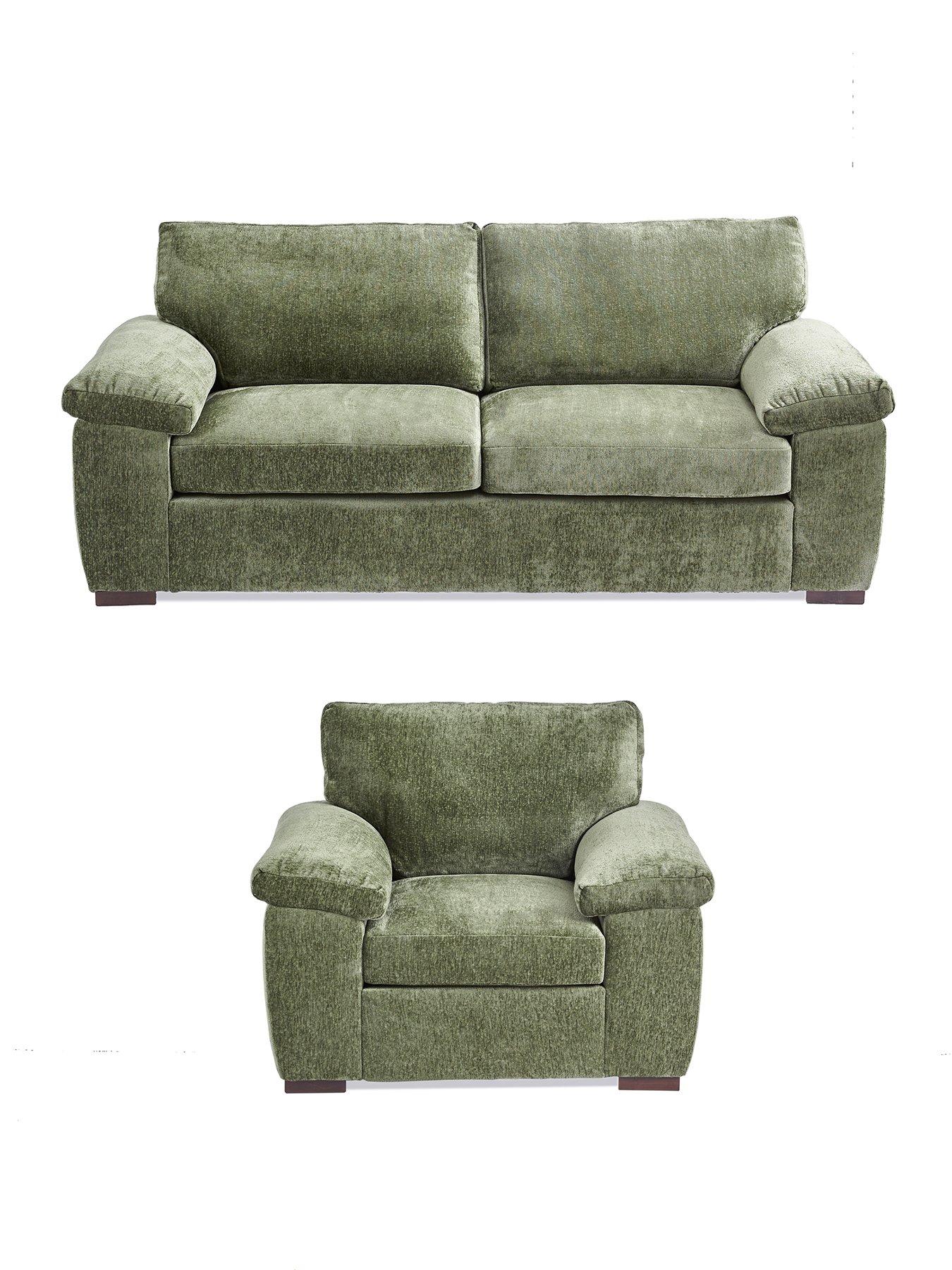 Image 2 of 6 of The Very Collection Salerno 3 Seater + Chair - Green