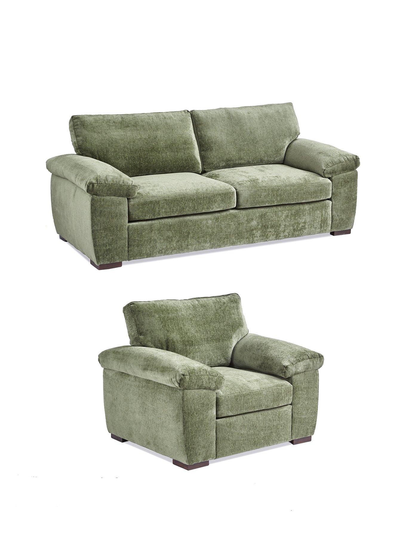 Image 3 of 6 of The Very Collection Salerno 3 Seater + Chair - Green