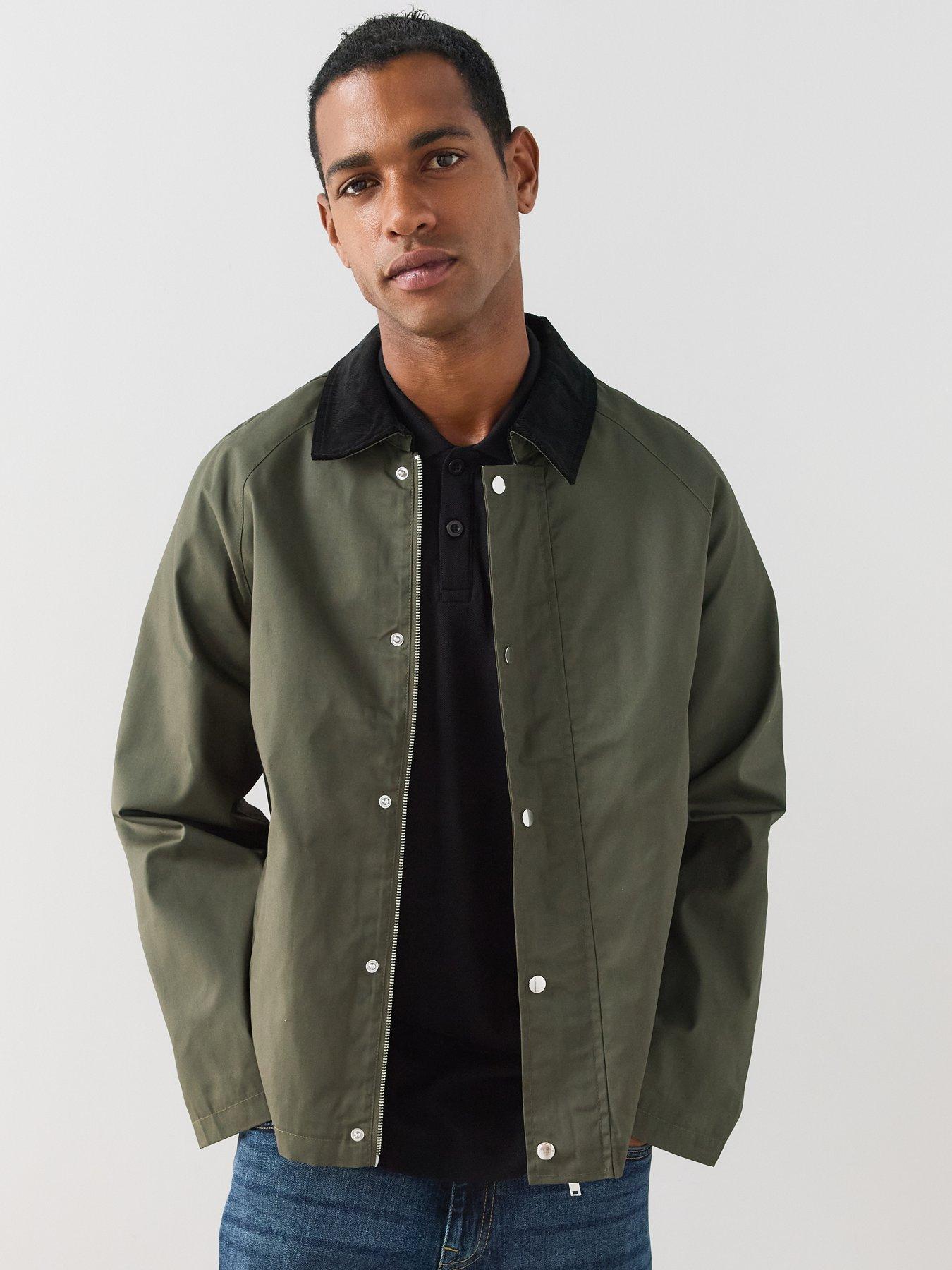 The Very Collection Cord Collar Wax Jacket - Khaki