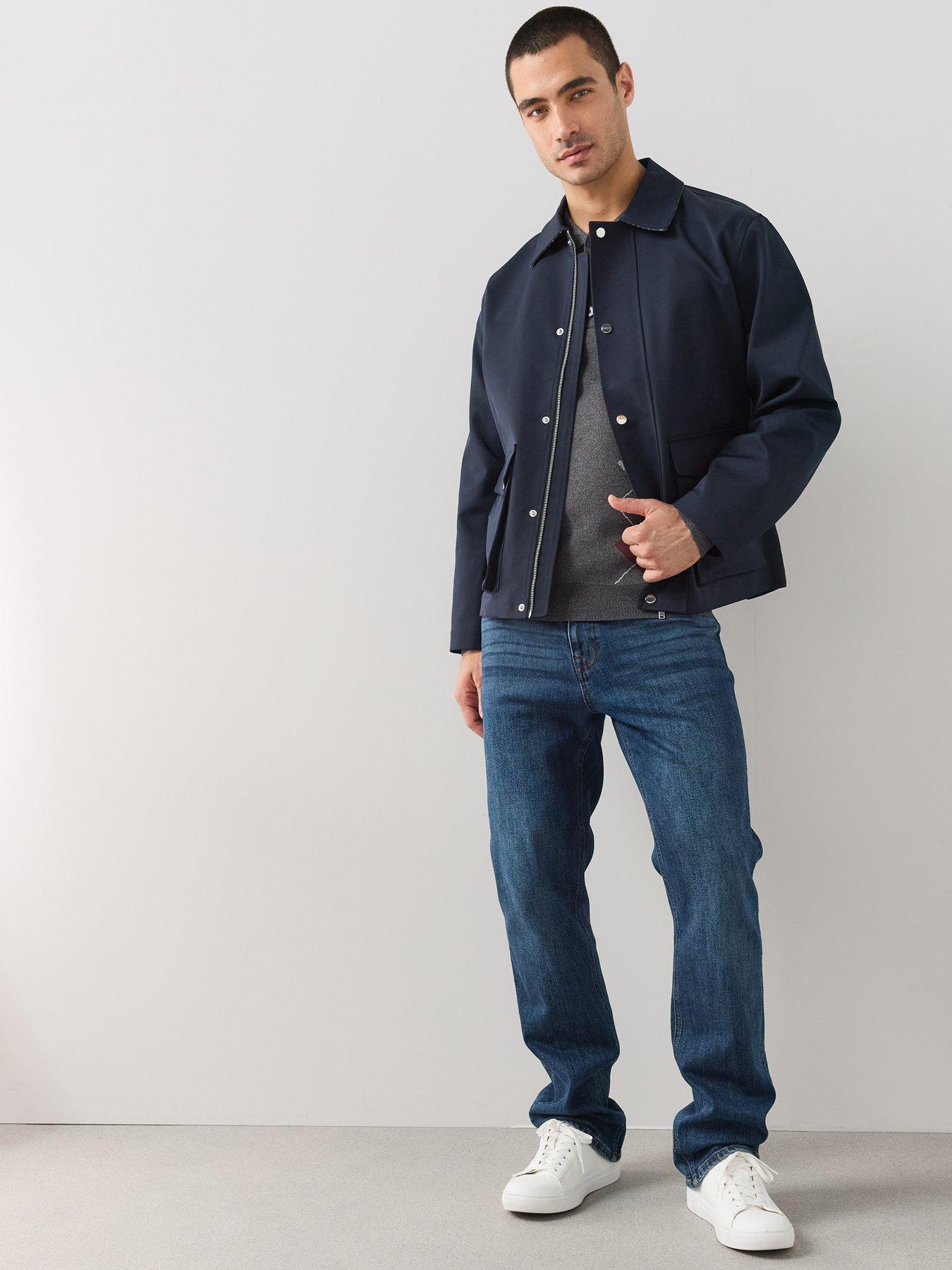 Image 3 of 7 of The Very Collection Short Collared Jacket With Check Lining - Navy
