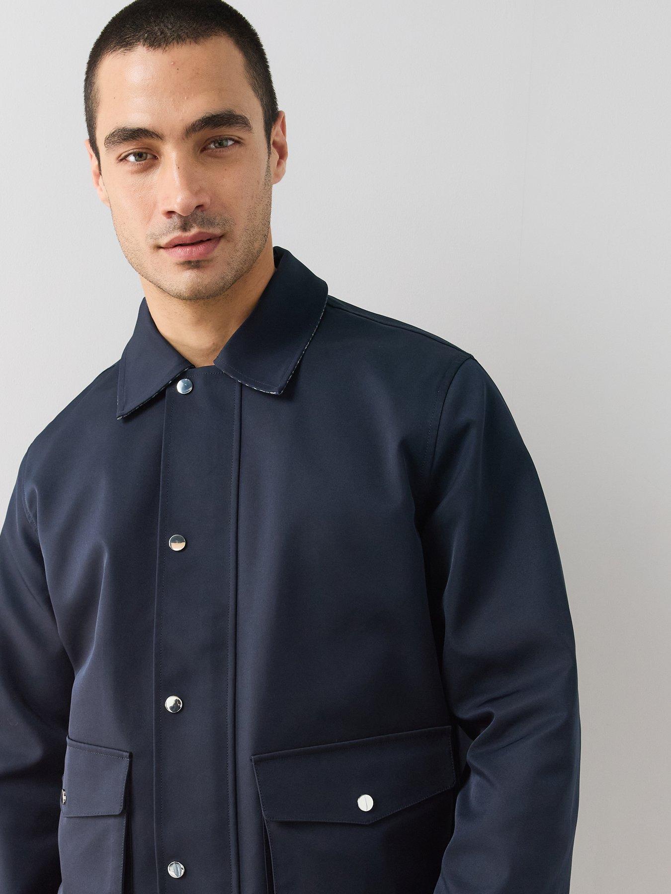 Image 5 of 7 of The Very Collection Short Collared Jacket With Check Lining - Navy