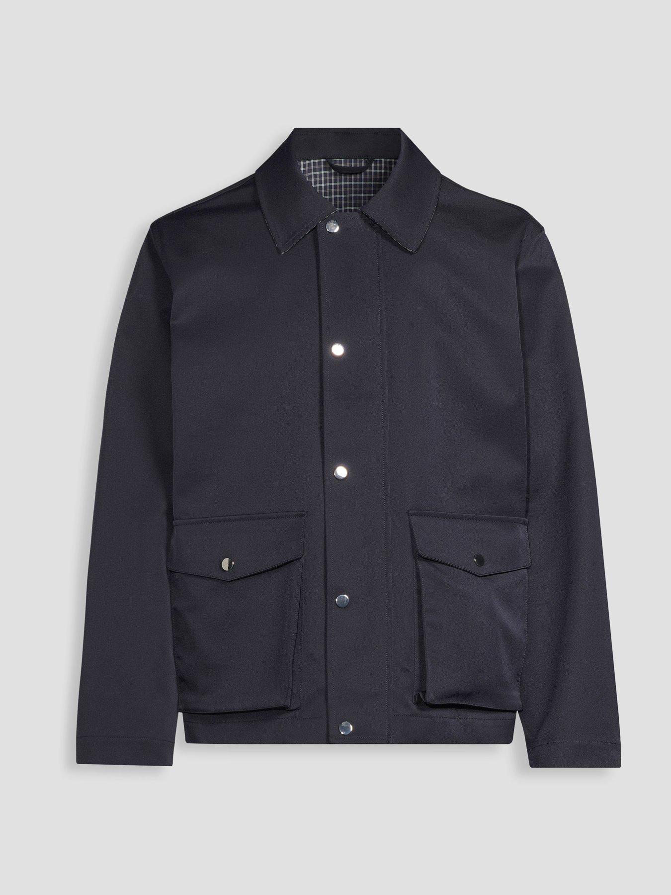 Image 7 of 7 of The Very Collection Short Collared Jacket With Check Lining - Navy