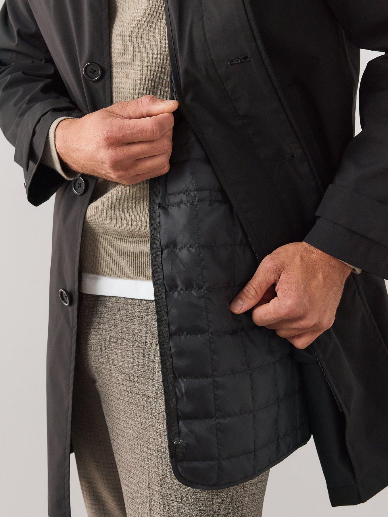 Image 4 of 7 of The Very Collection Padded Mac Jacket With Removeable Interlining - Black