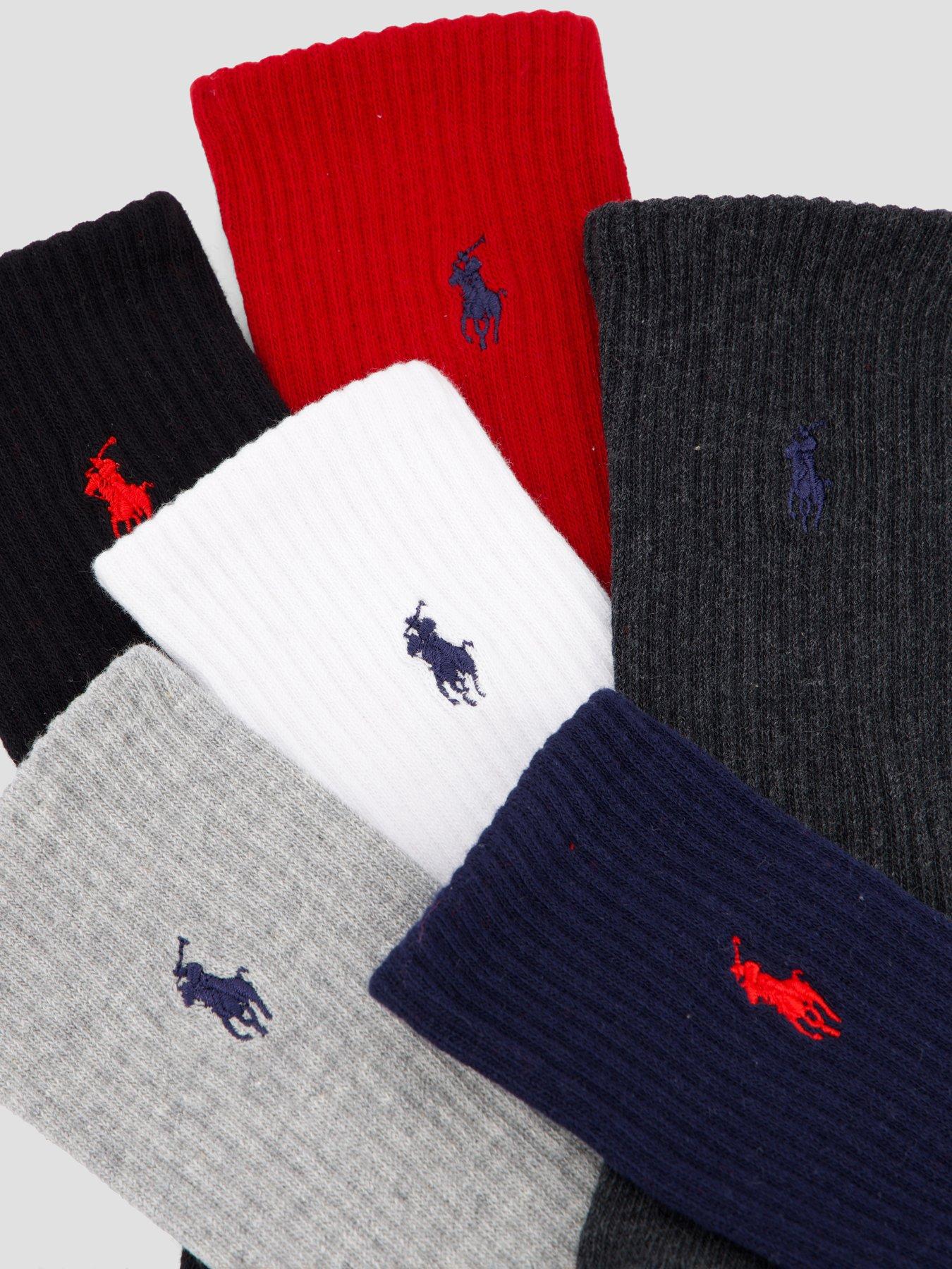 Image 3 of 3 of Polo Ralph Lauren 6 Pack Cotton Logo Crew Socks - Assorted