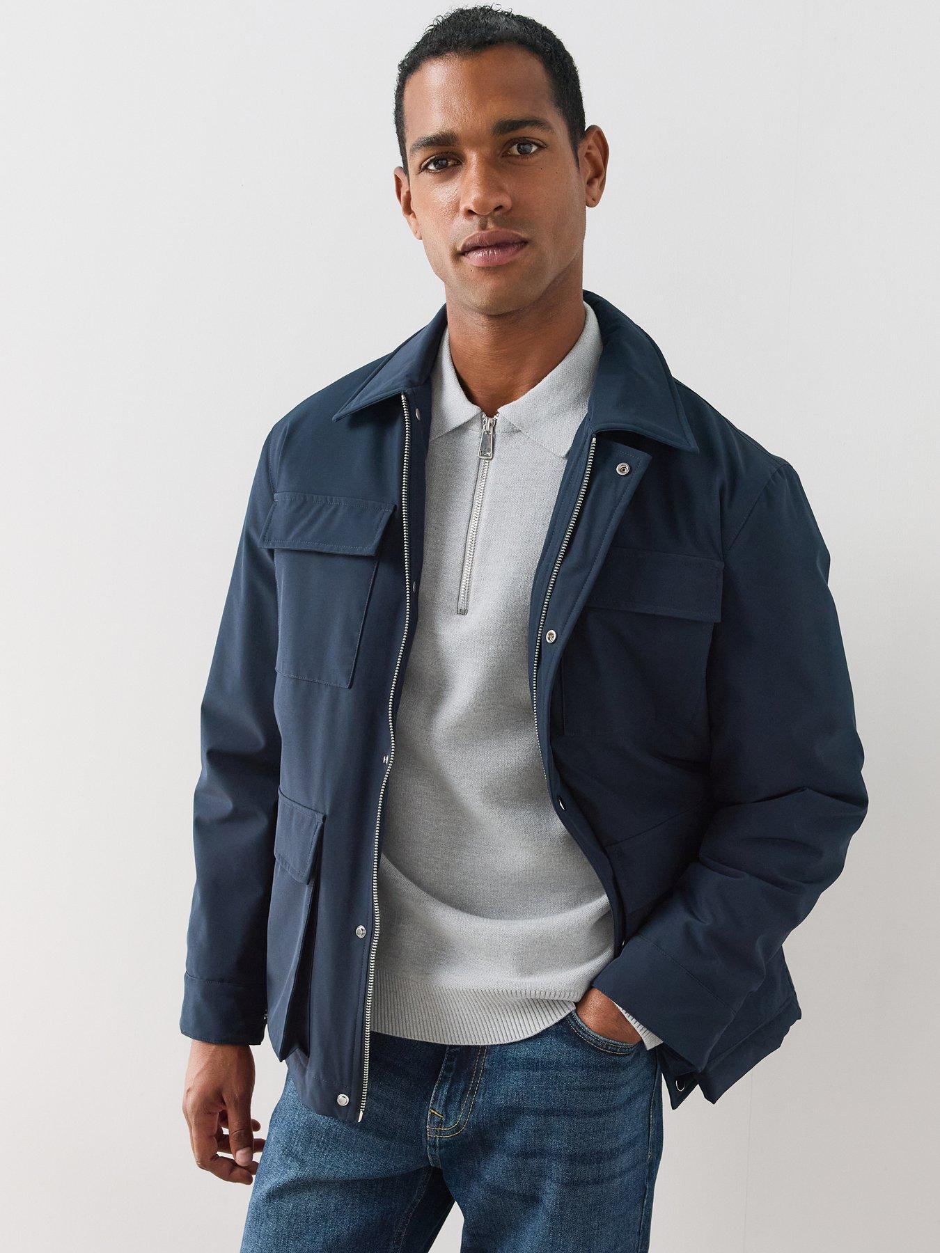 Image 1 of 7 of The Very Collection Full Pocket Padded Jacket - Navy