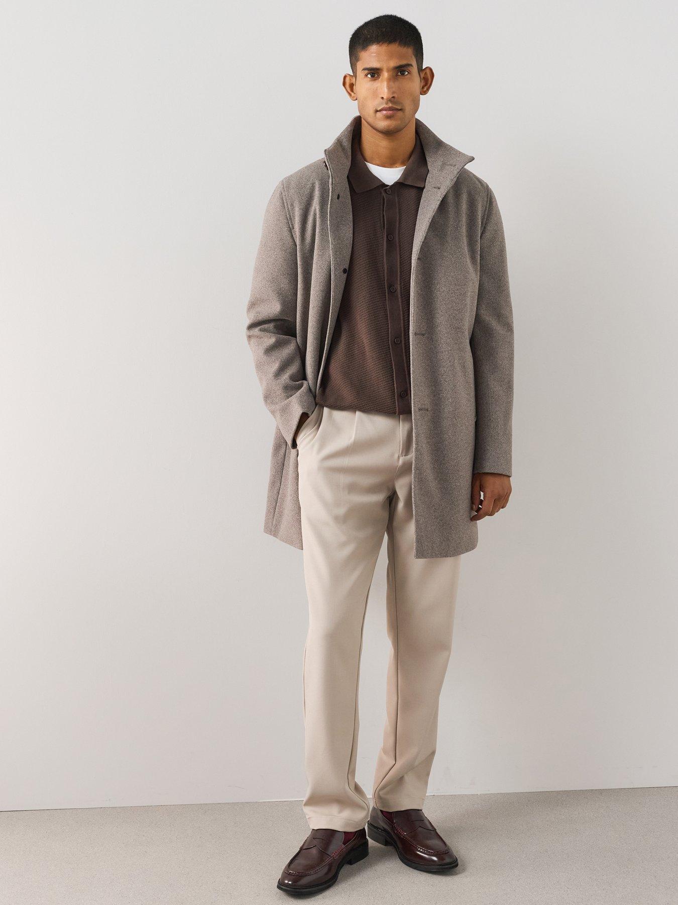 The Very Collection Funnel Neck Coat - Oatmeal - Beige