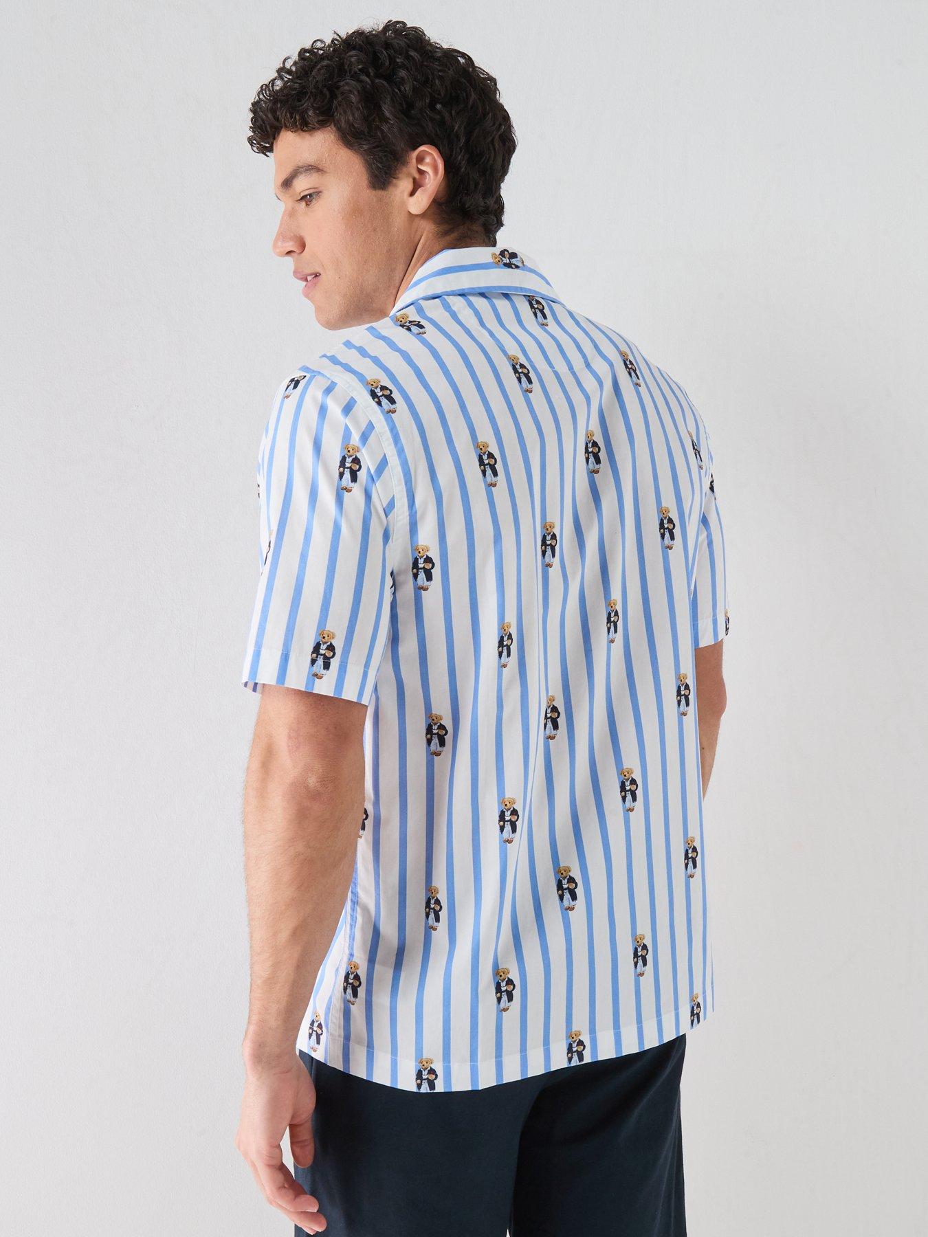 Image 2 of 5 of Polo Ralph Lauren Bear Striped Pyjama Top - Blue