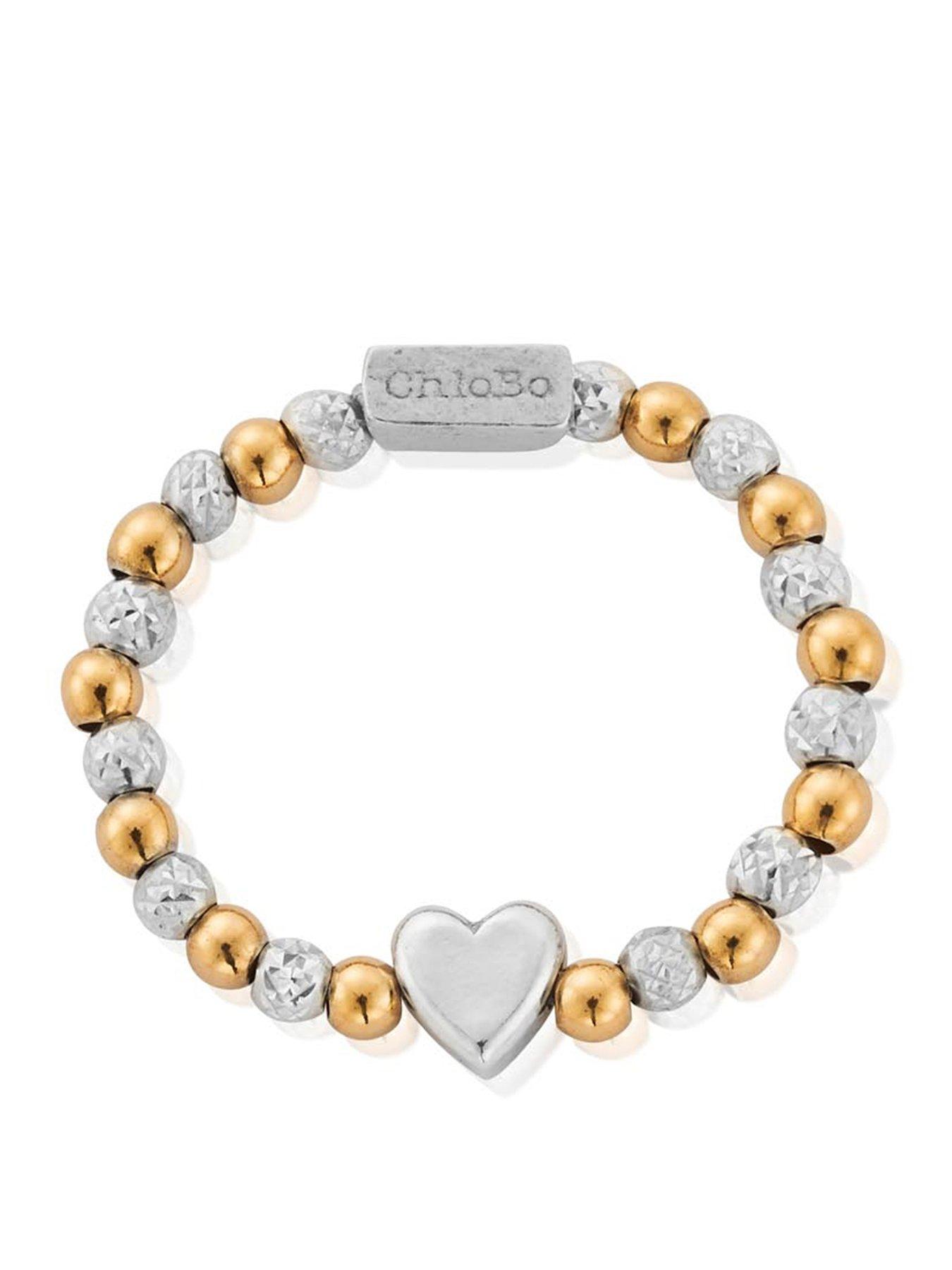 Image 1 of 3 of ChloBo GOLD AND SILVER INSET HEART RING