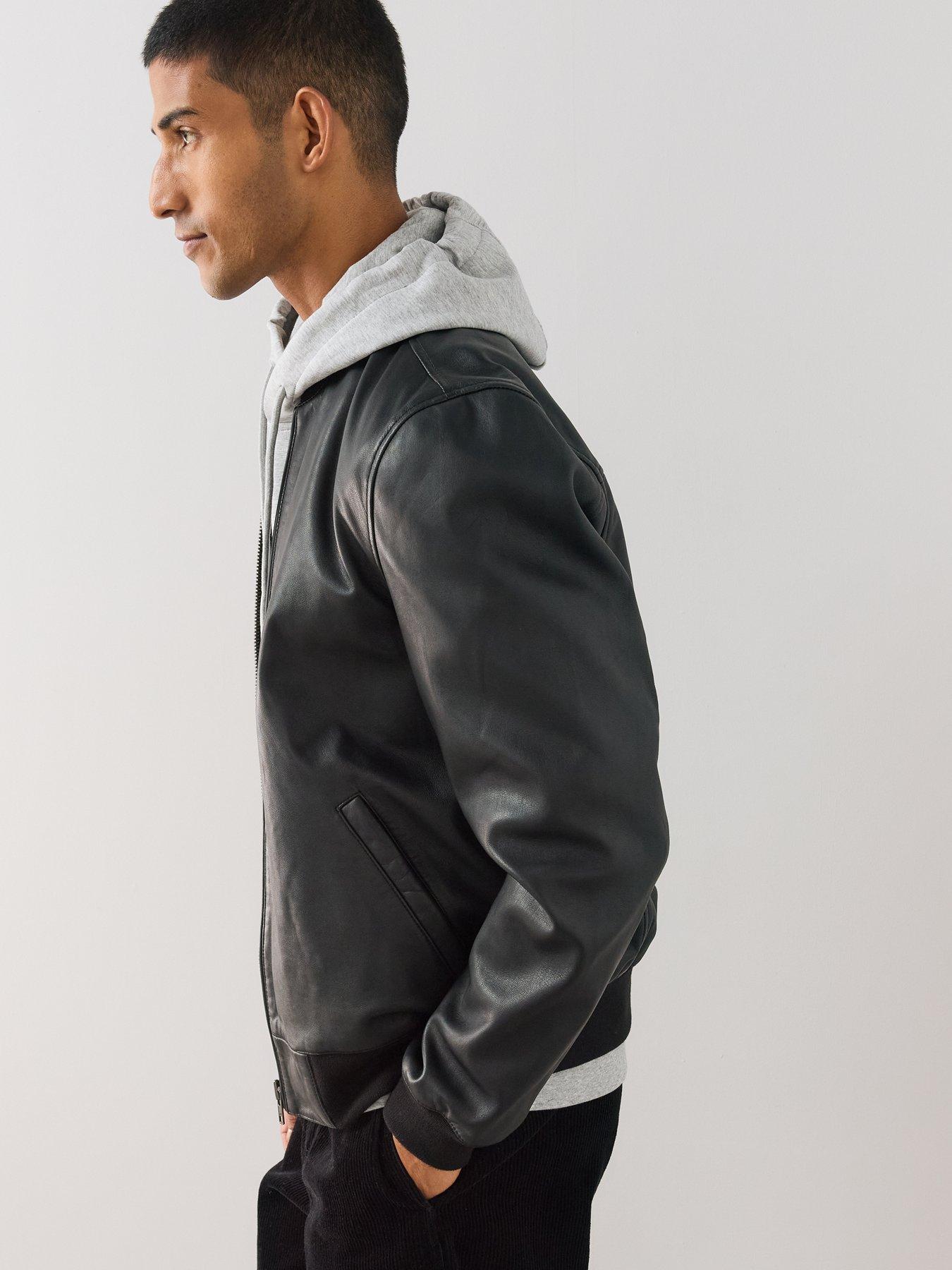 Image 5 of 6 of The Very Collection Leather Bomber Jacket - Black