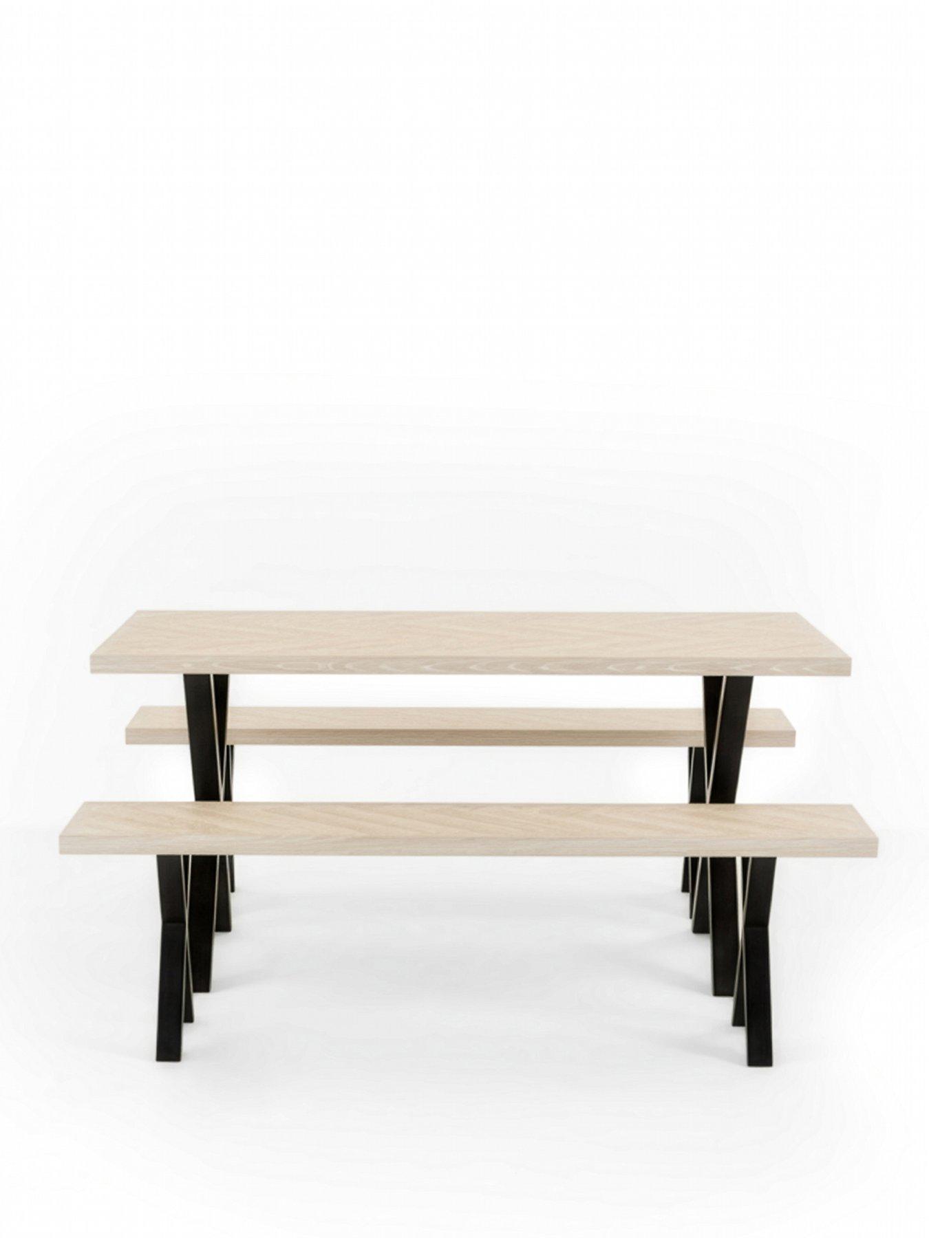 Image 2 of 5 of The Very Collection Kaia Chevron 160cm Dining Bench Set With Black Legs