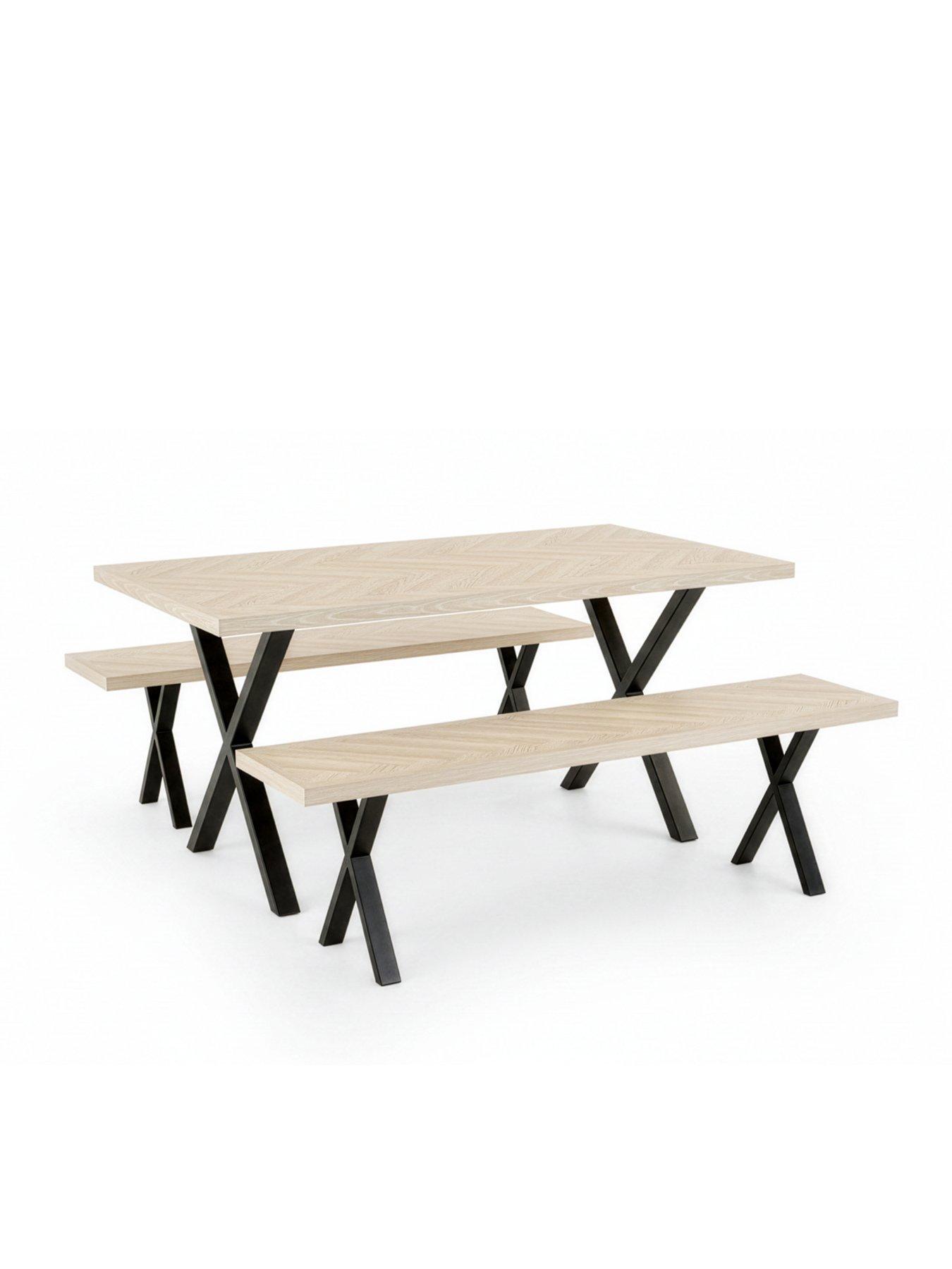 Image 3 of 5 of The Very Collection Kaia Chevron 160cm Dining Bench Set With Black Legs