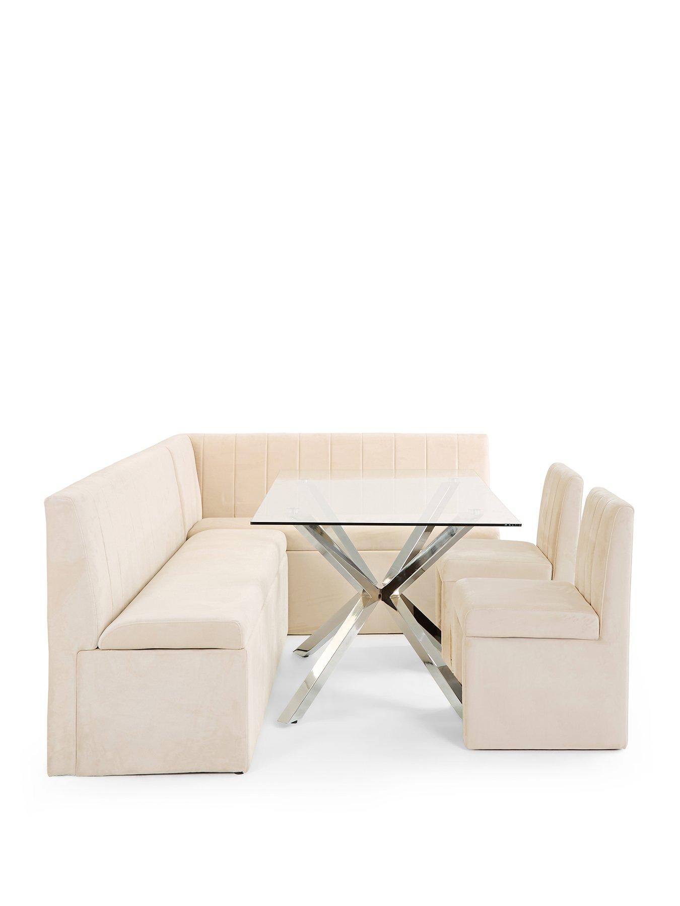 Image 2 of 8 of The Very Collection Sander Corner Storage Bench&nbsp;With Chopstick 160cm Chrome Rectangular Corner Bench &amp; 2 Sander Chairs - Beige - FSC&reg; Certified