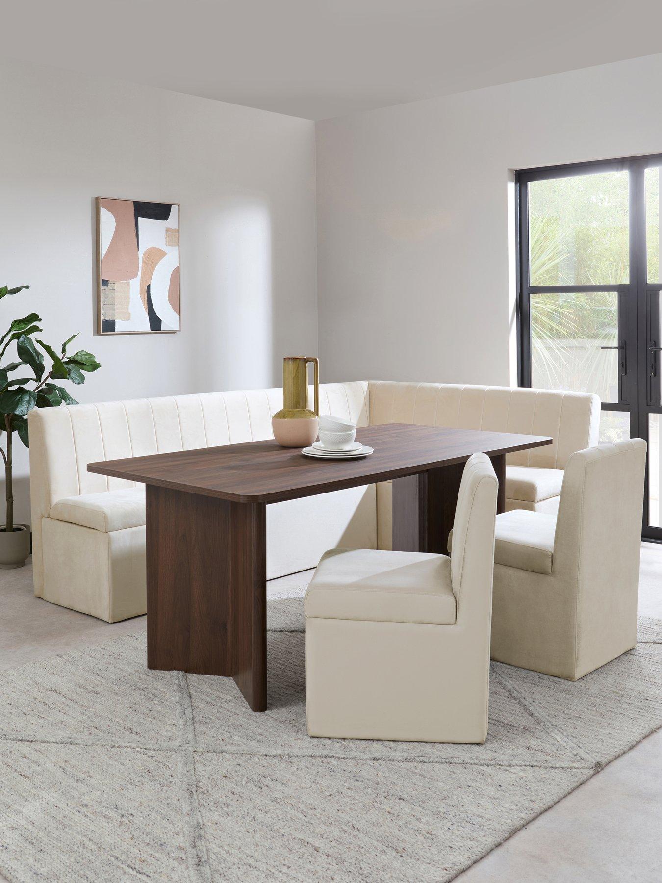 The Very Collection Sander Corner Storage Booth With Amber 160cm Table  &  2 Sander Chairs - Beige - FSC® Certified