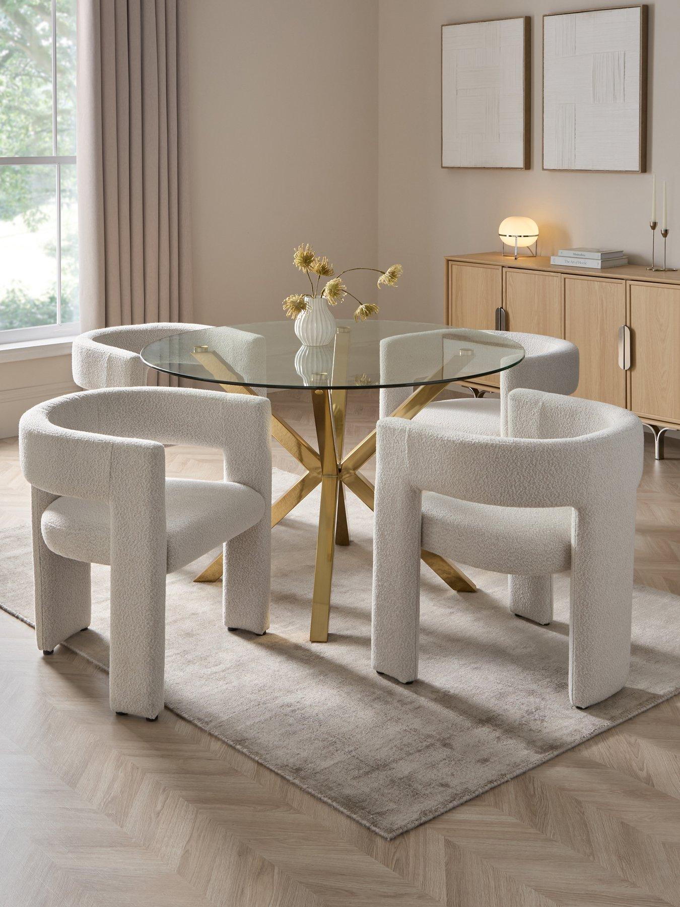 the-very-collection-chopstick-120cm-brass-dining-table-4-nell-boucle-dining-chairs