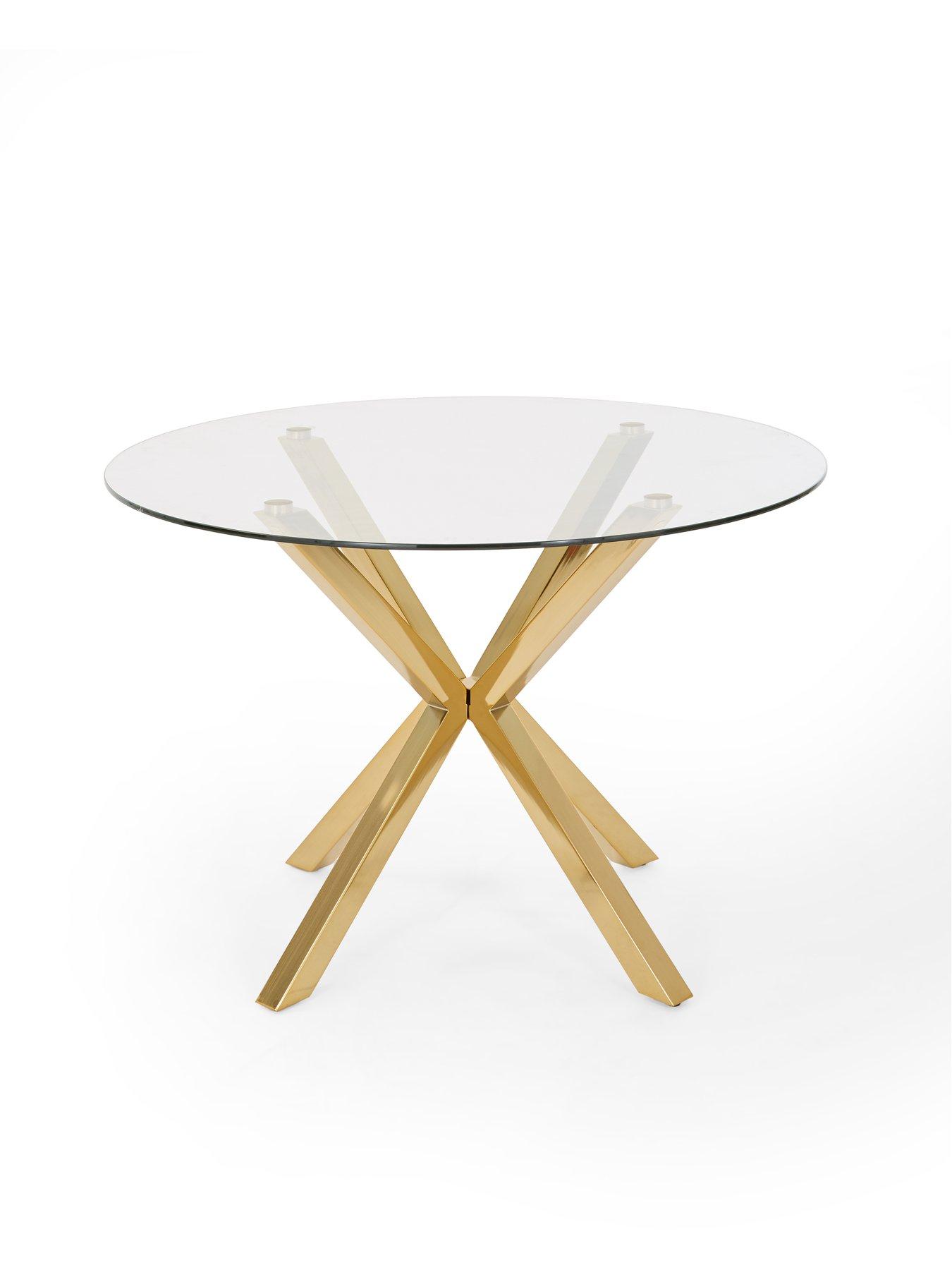 Image 3 of 7 of The Very Collection Chopstick 120cm Brass Dining Table & 4 Nell Grey Dining Chairs