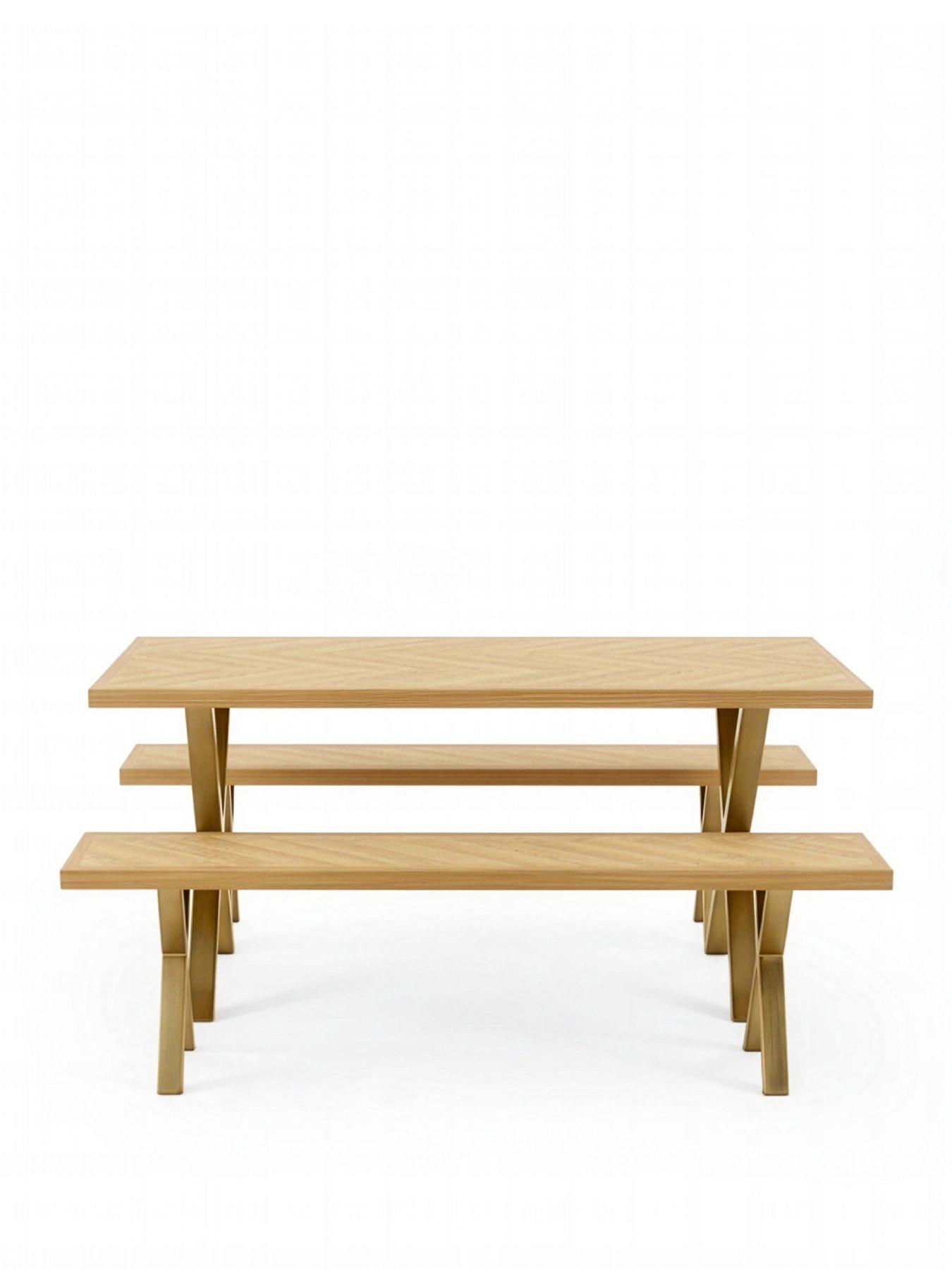 the-very-collection-kaia-chevron-160cm-dining-bench-set-with-brass-legsstillFront