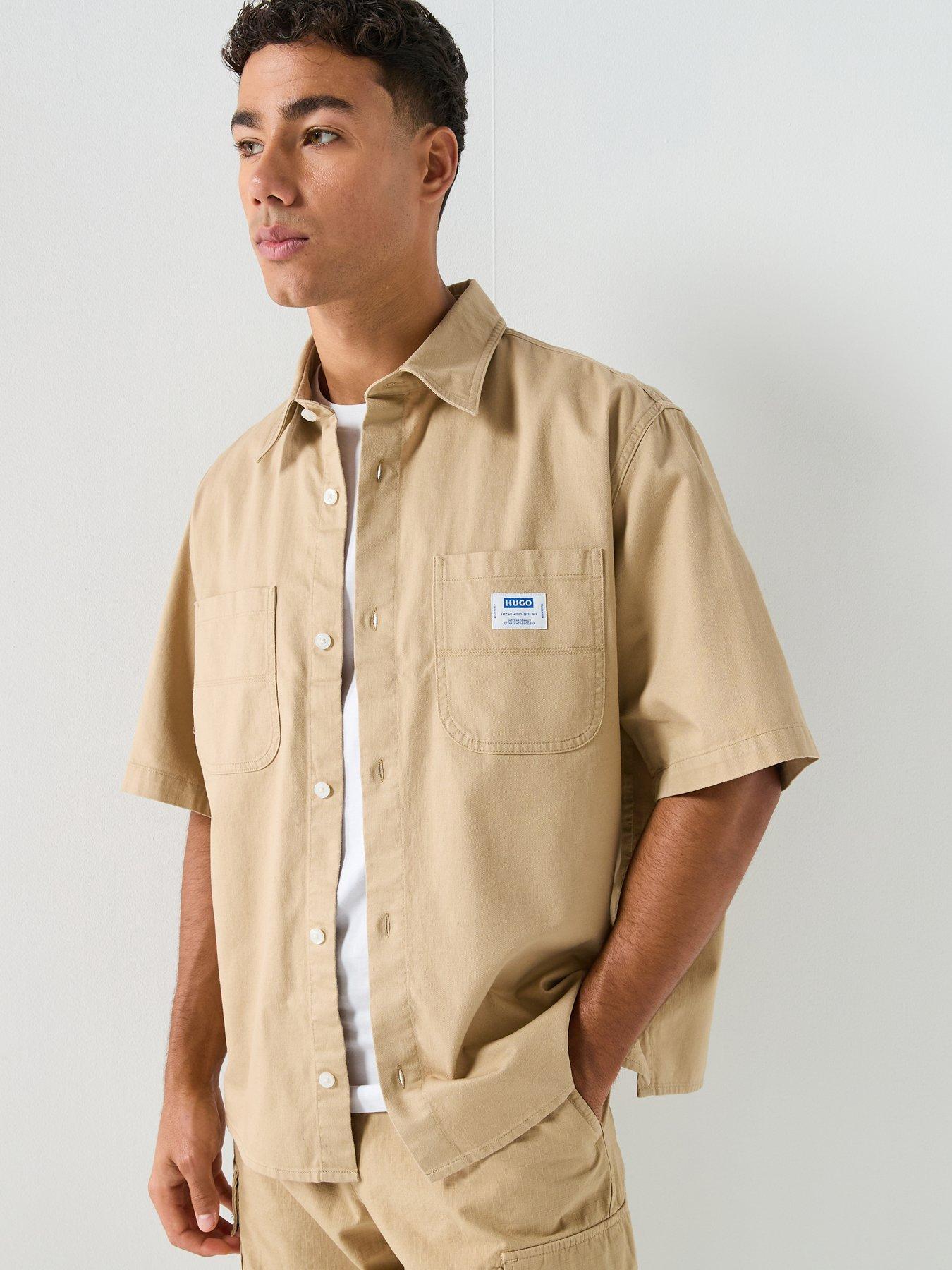 hugo-blue-ebwin-oversized-fit-short-sleeve-shirt-beigefront