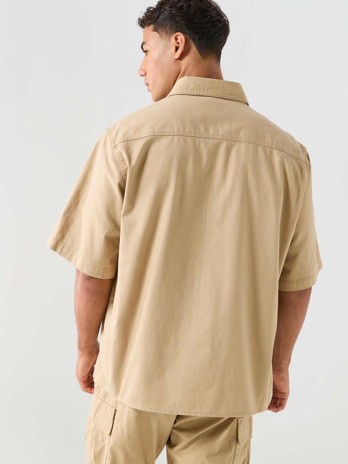 hugo-blue-ebwin-oversized-fit-short-sleeve-shirt-beigestillFront