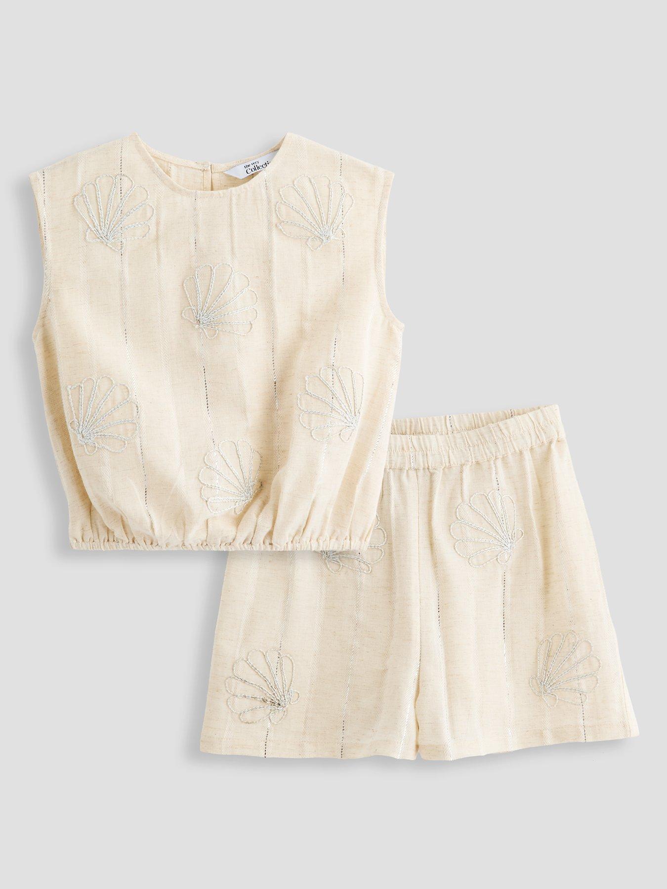 The Very Collection Girls Top And Tiered Skirt With Rope Shell Detail - Print