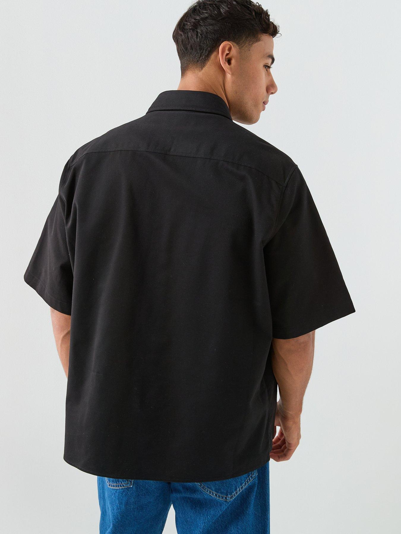 Image 2 of 5 of HUGO Blue Ekyno Oversized Fit Short Sleeve Shirt - Black