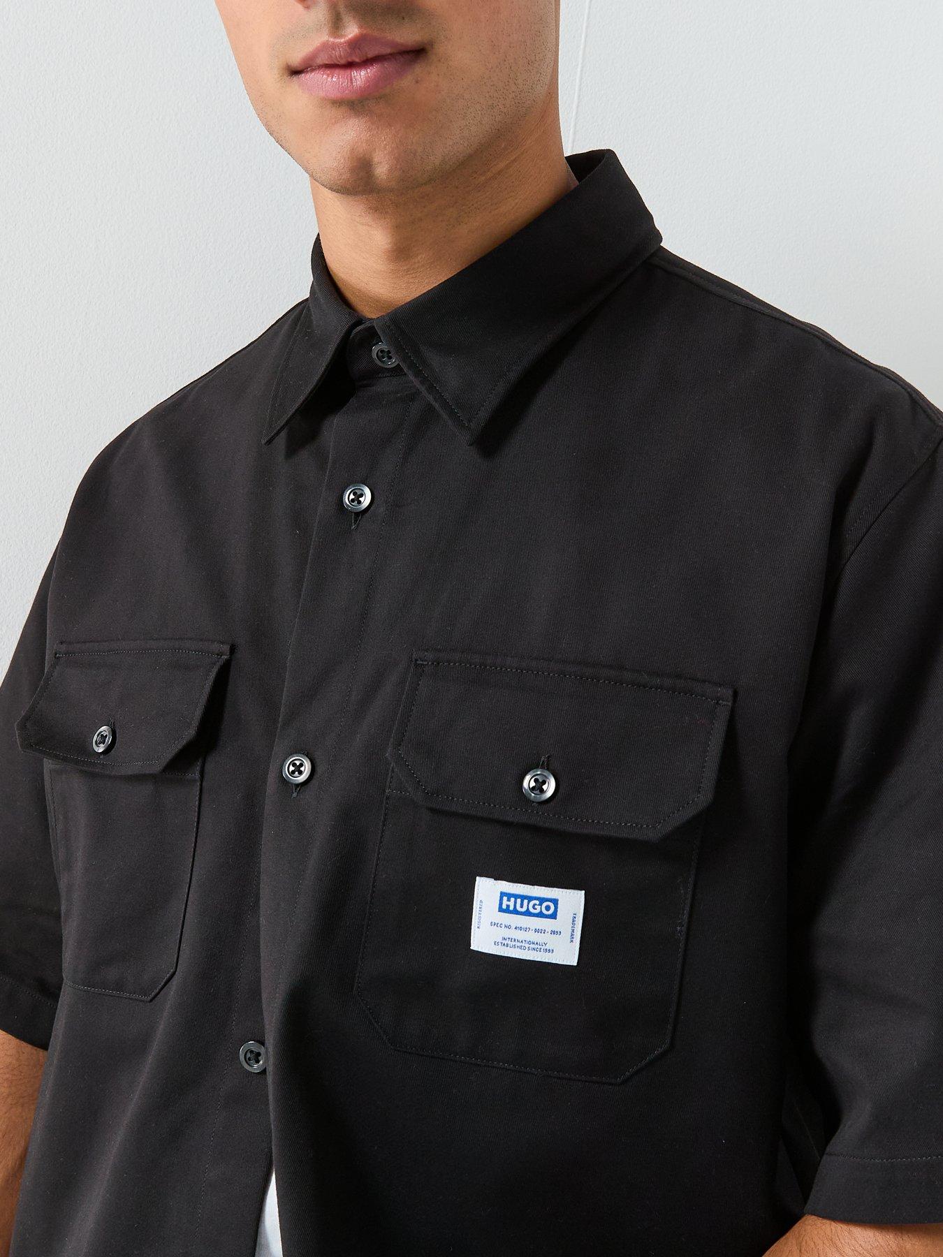 Image 4 of 5 of HUGO Blue Ekyno Oversized Fit Short Sleeve Shirt - Black