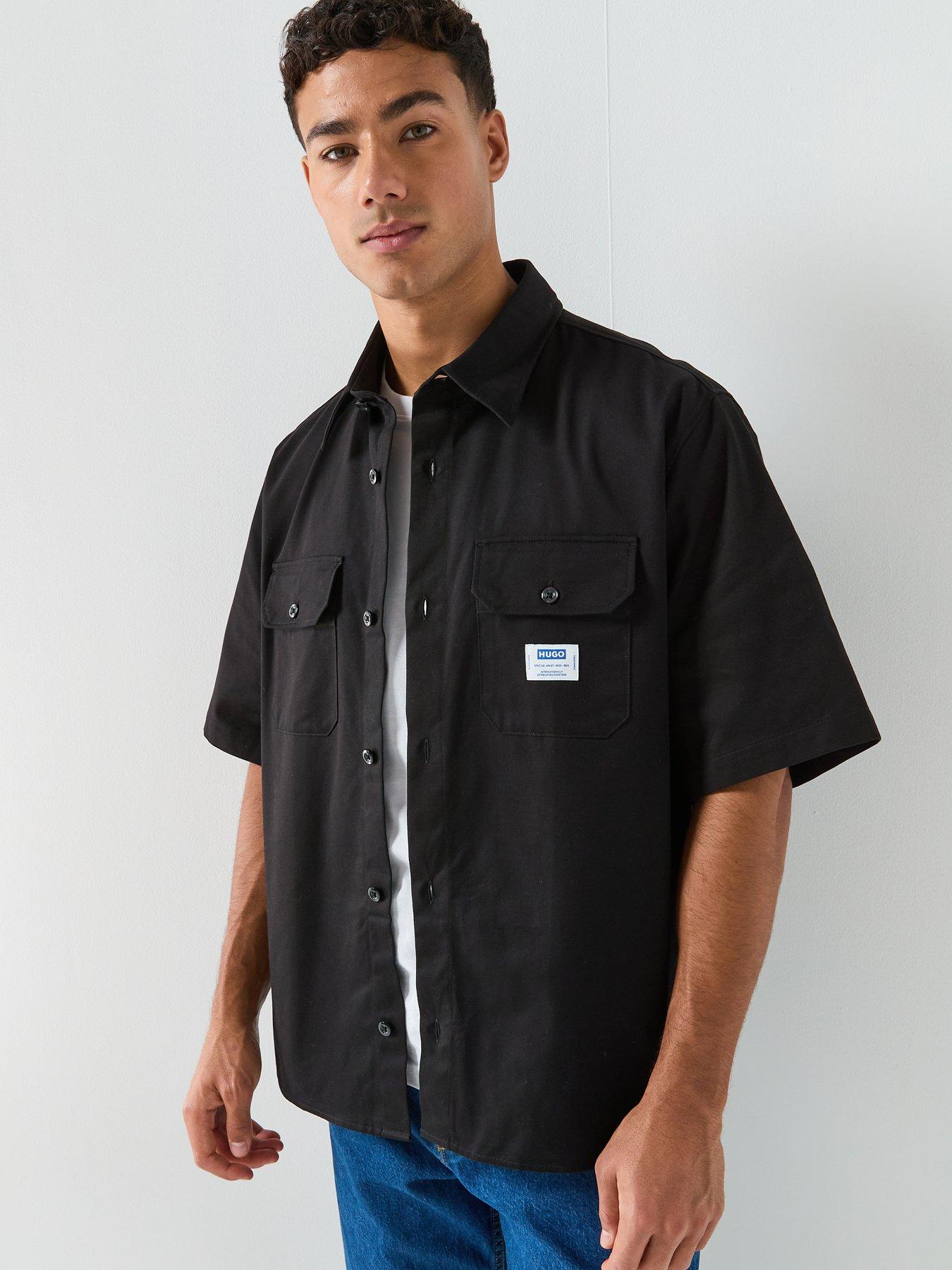 Image 5 of 5 of HUGO Blue Ekyno Oversized Fit Short Sleeve Shirt - Black
