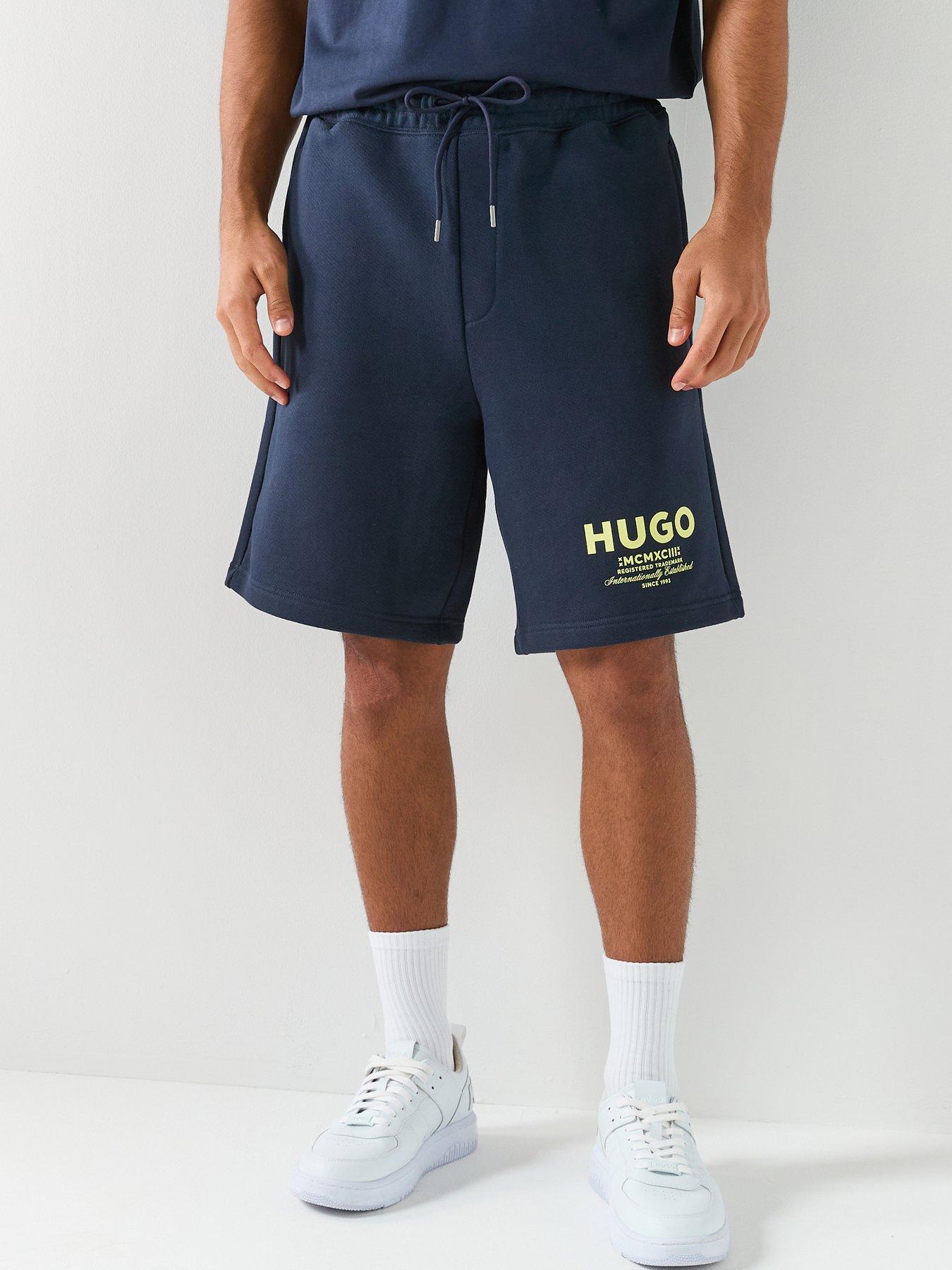 HUGO Hugo Blue Nomario Loose Fit International Logo Sweat Shorts - Blue