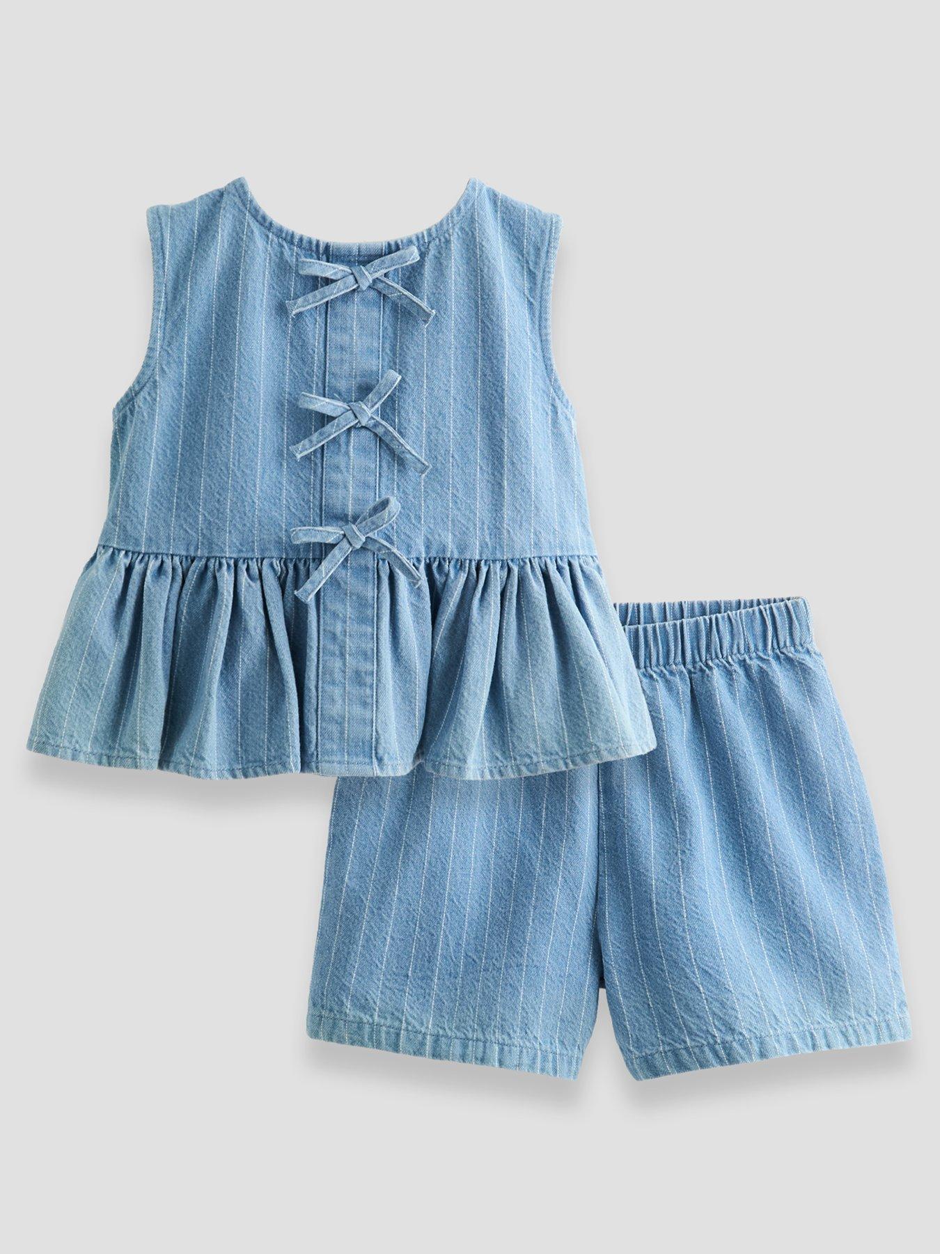 The Very Collection Girls Denim Short And Top Outfit - Blue
