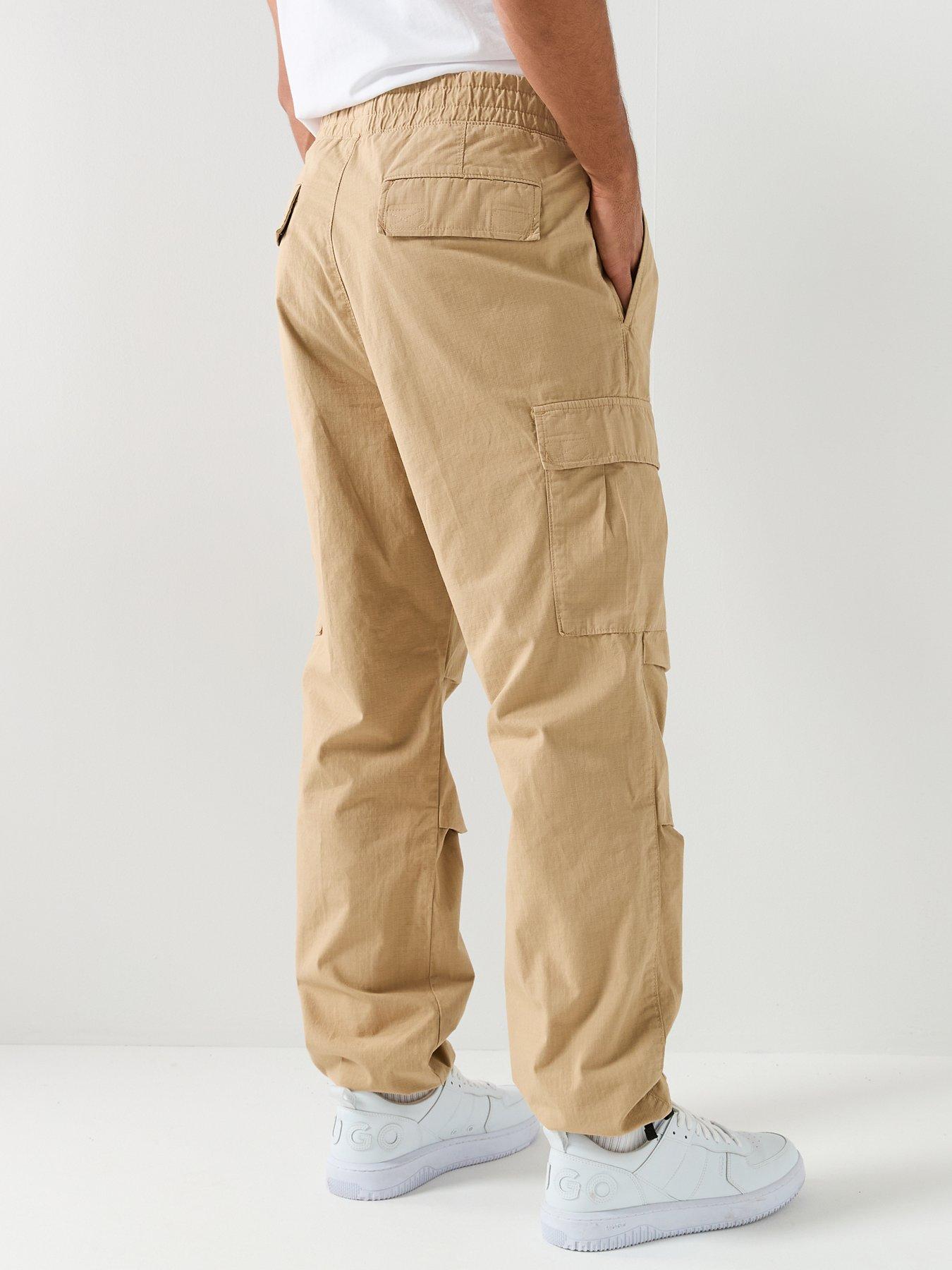 hugo-blue-gadic262-relaxed-fit-cargo-trousers-beigestillFront