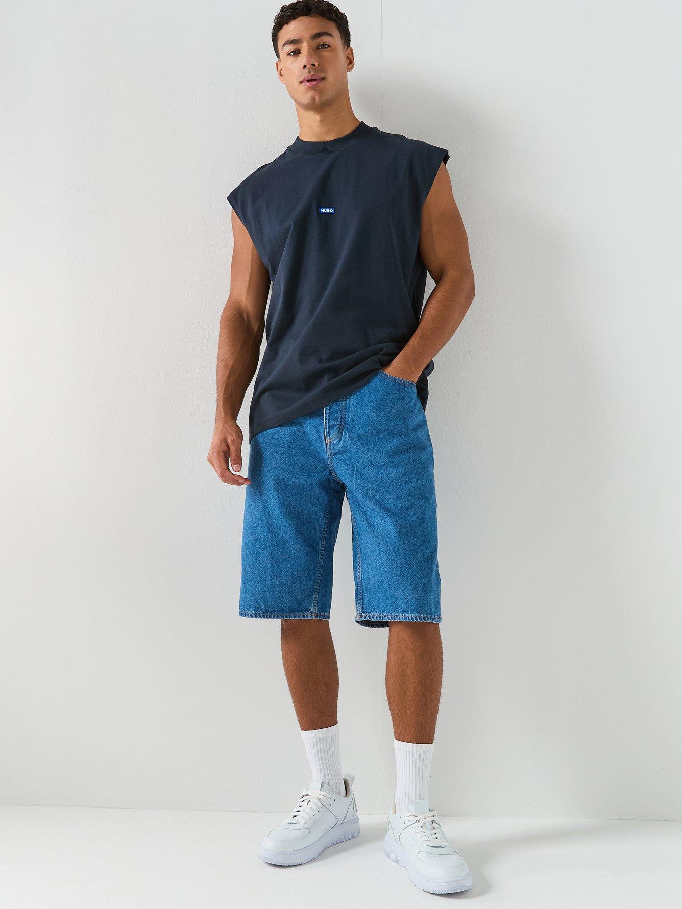 Image 5 of 5 of HUGO Skate Straight Fit Denim Shorts - Blue