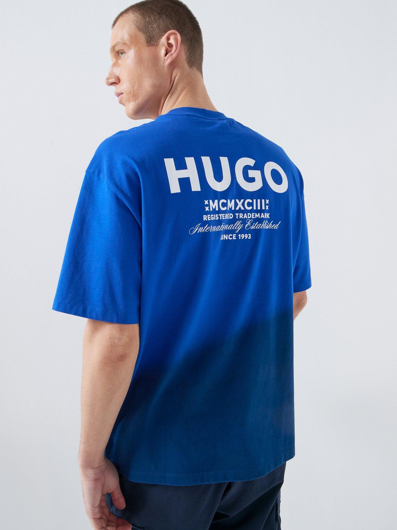 HUGO Nalono Ombre International Logo T-Shirt - Blue